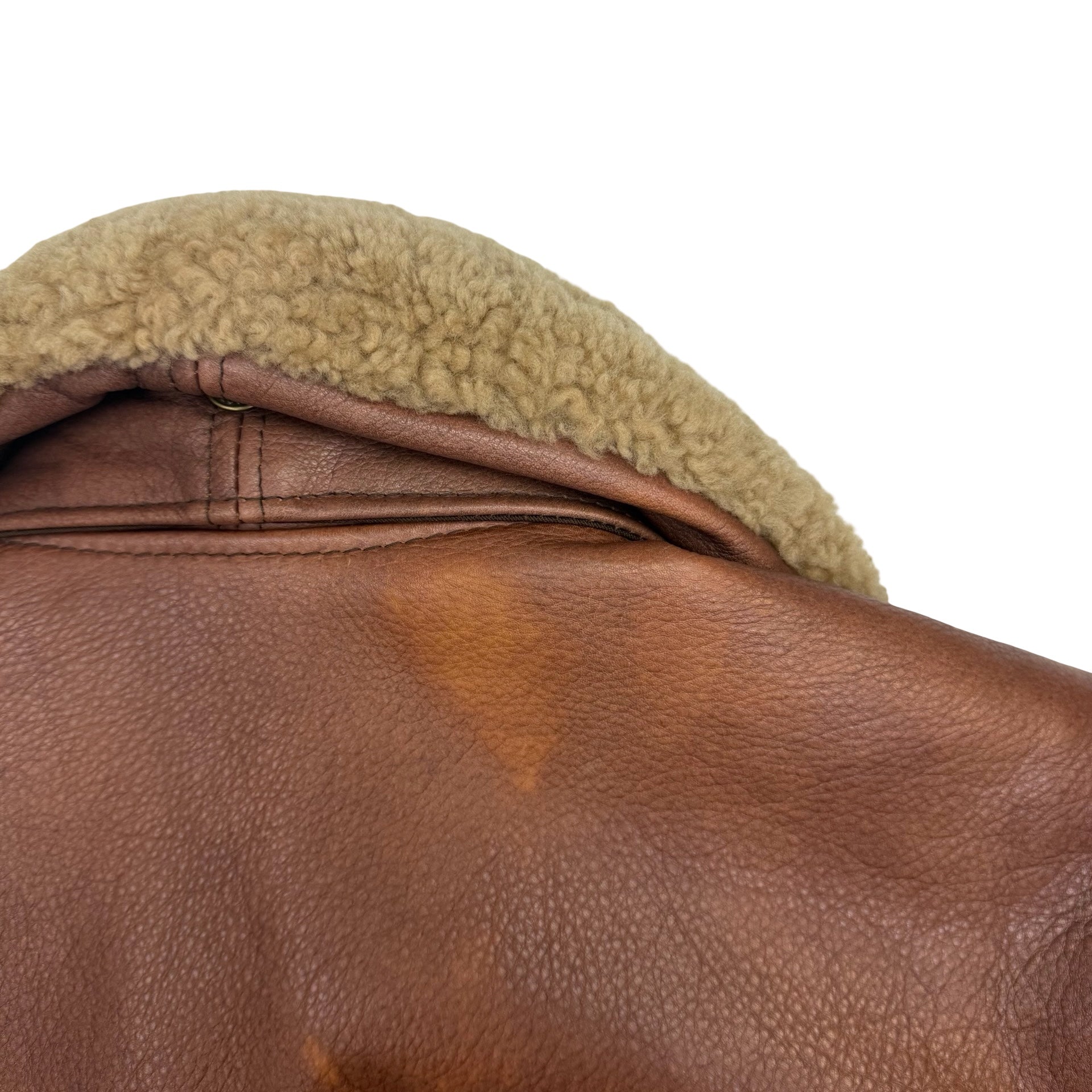 Schott Naked Buffalo Leather Flight Bomber Jacket Brown