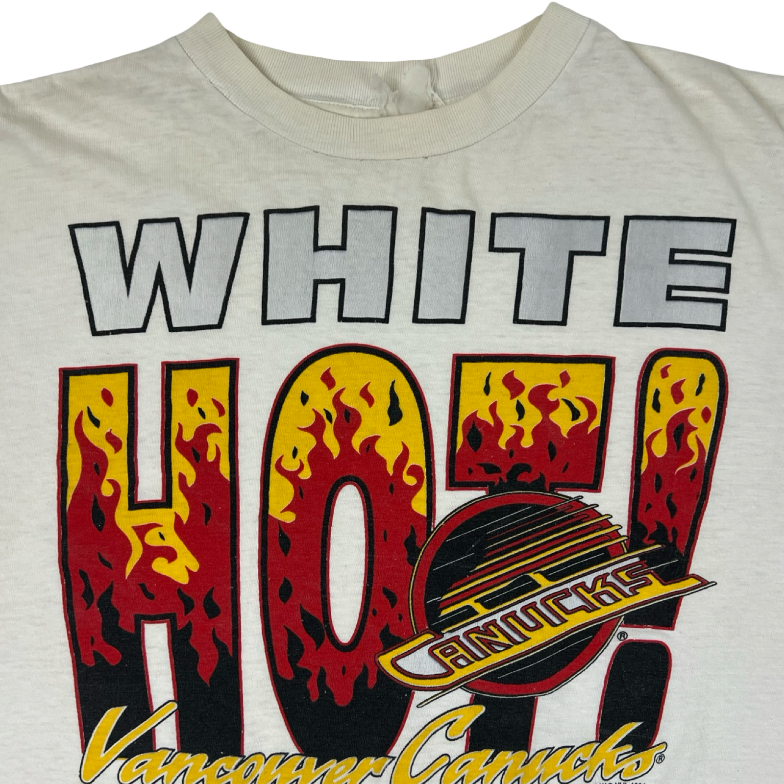 Vintage 1994 Vancouver Canucks “White Hot” T-Shirt White