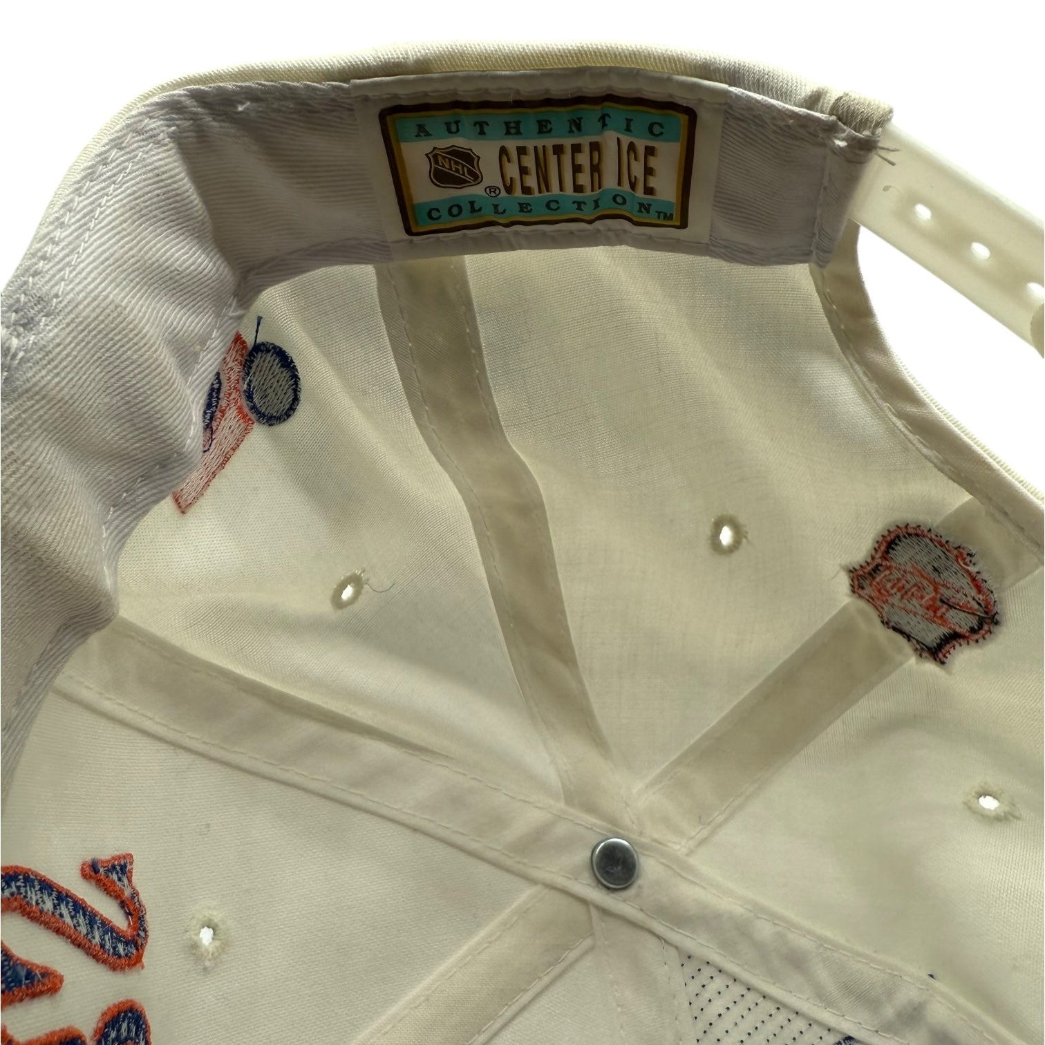 Vintage Sports Specialties Edmonton Oilers Laser Stitch Snapback Hat White/Blue