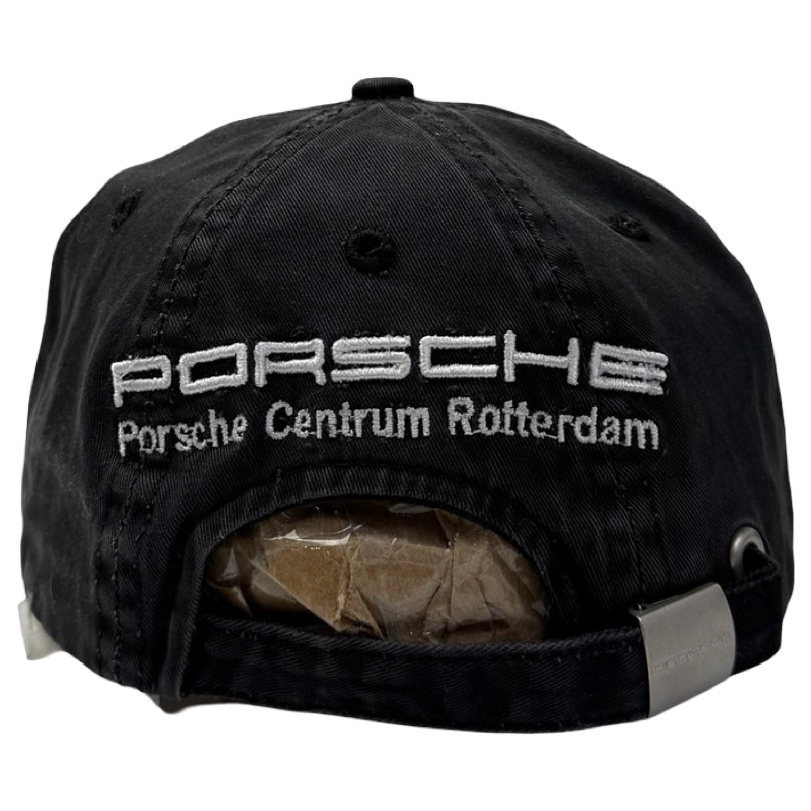 Vintage Porsche Embroidered Logo Strap Back Hat Black