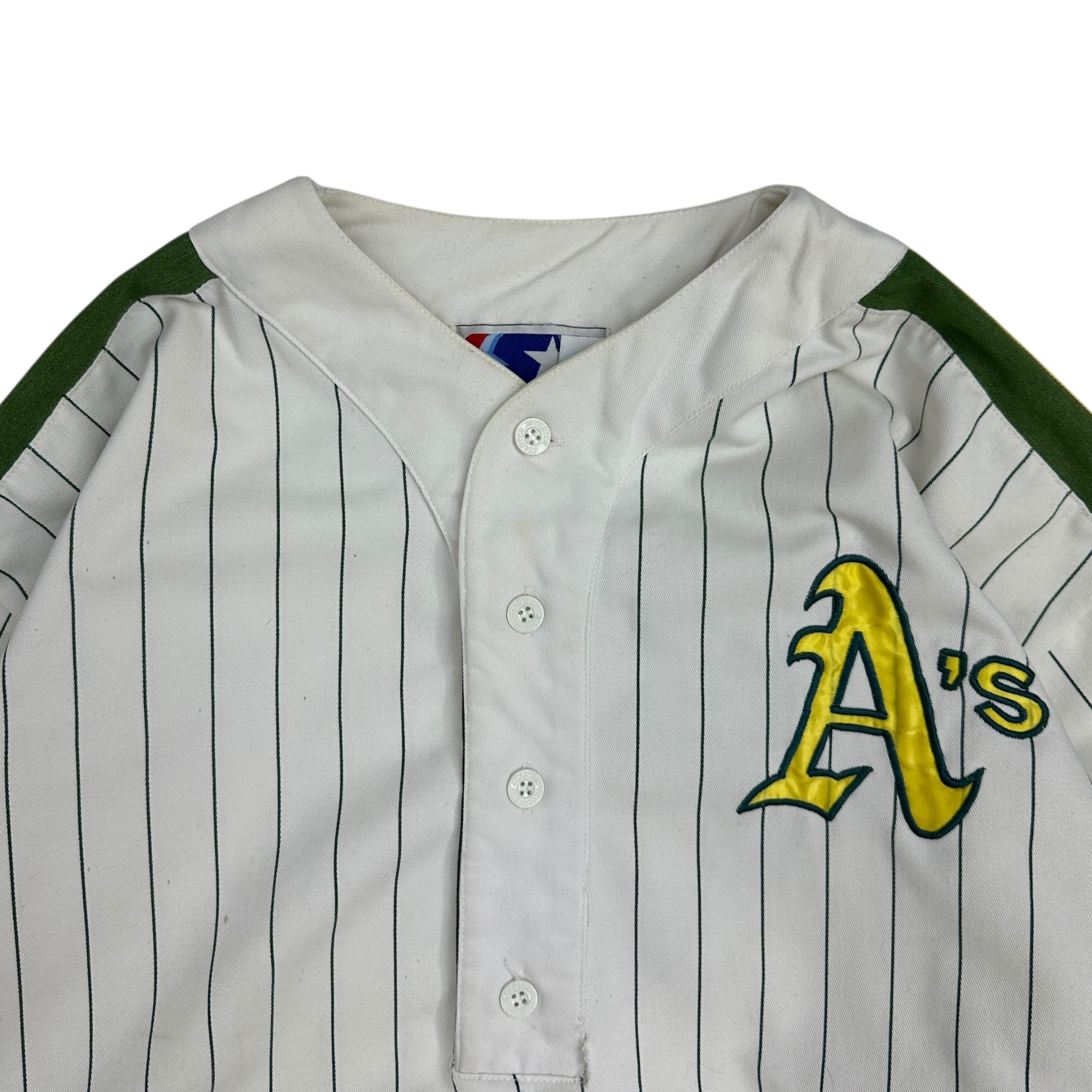 Vintage Starter Oakland Athletics Pin Stripe Crewneck White/Green