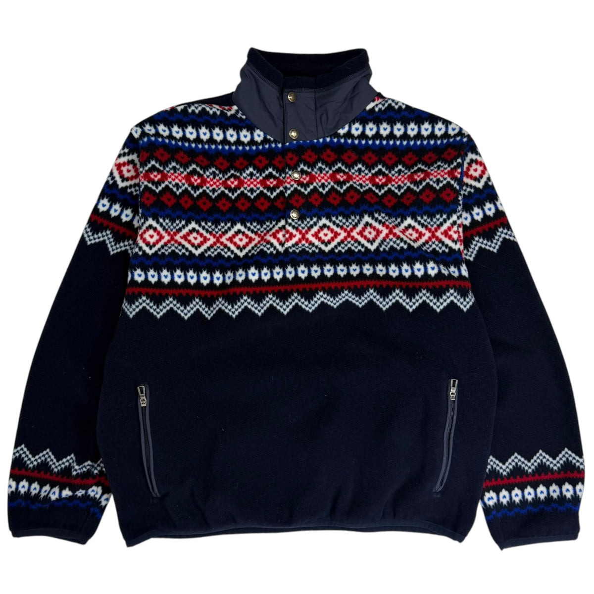 Vintage Polo Ralph Lauren Fair Isle Pullover Fleece Sweater Blue
