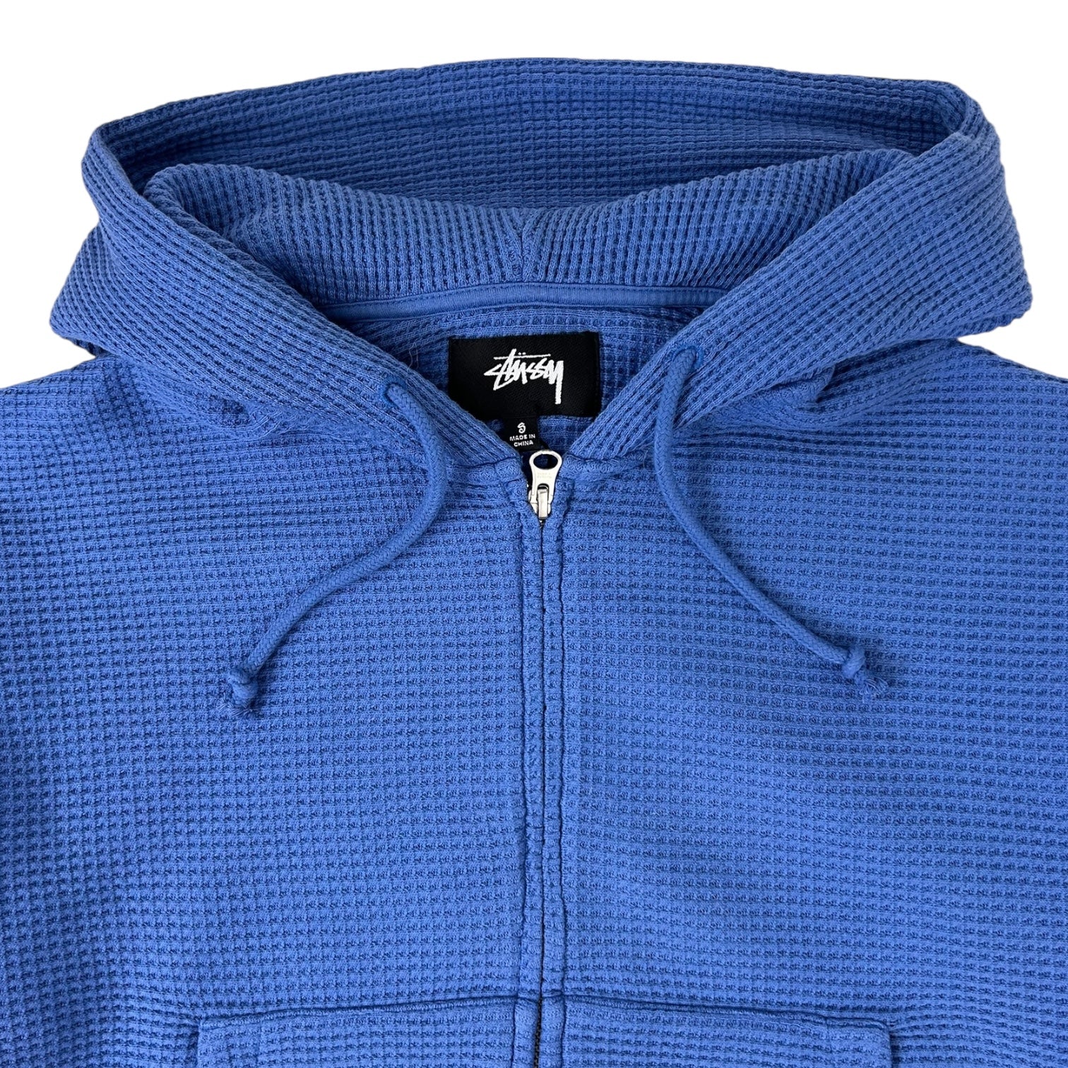 Stussy Double Layer Waffle Zip Hoodie Blue