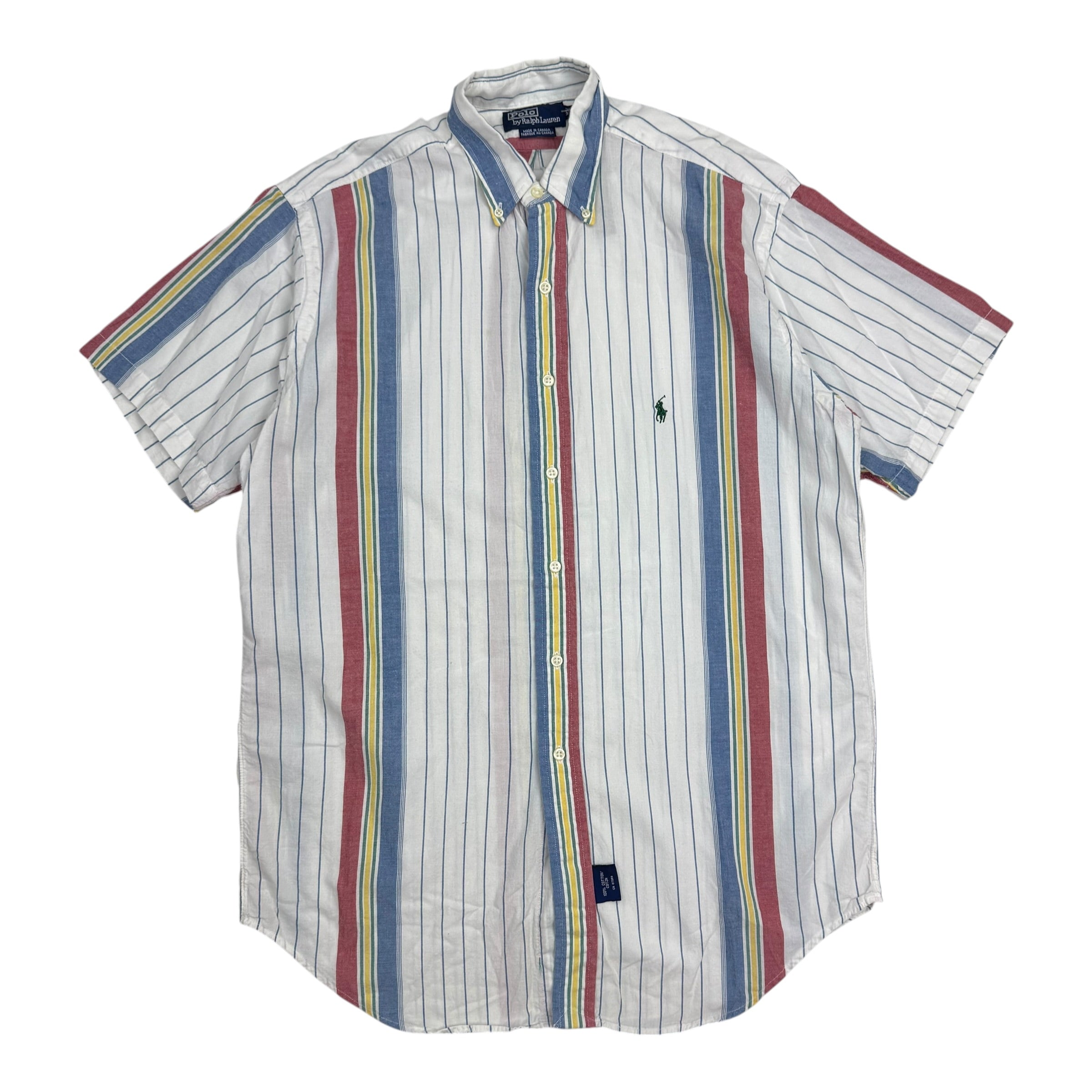 Vintage Polo Ralph Lauren Striped Button Up Shirt Multicolour/White
