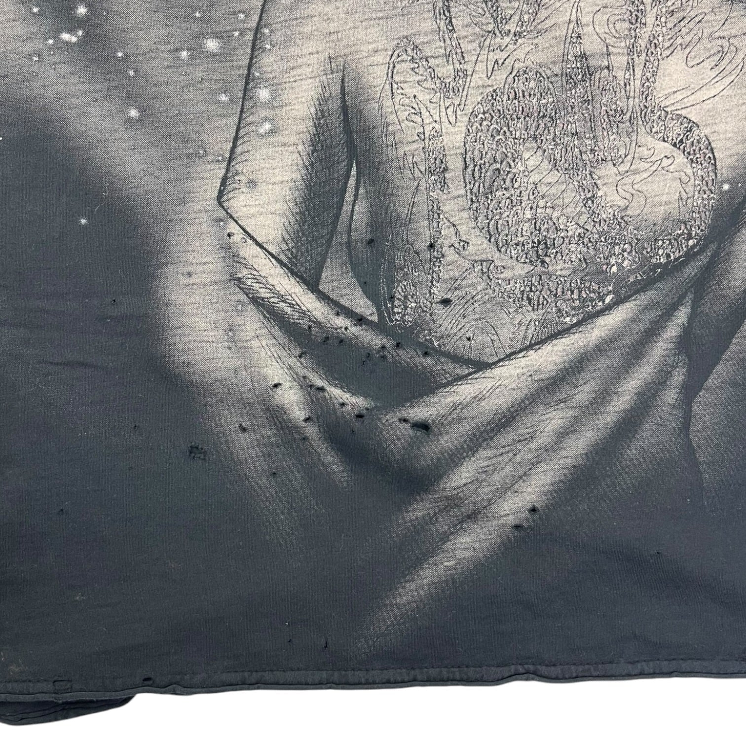 Vintage Y2K Affliction Lady & Bird T-Shirt Faded Black