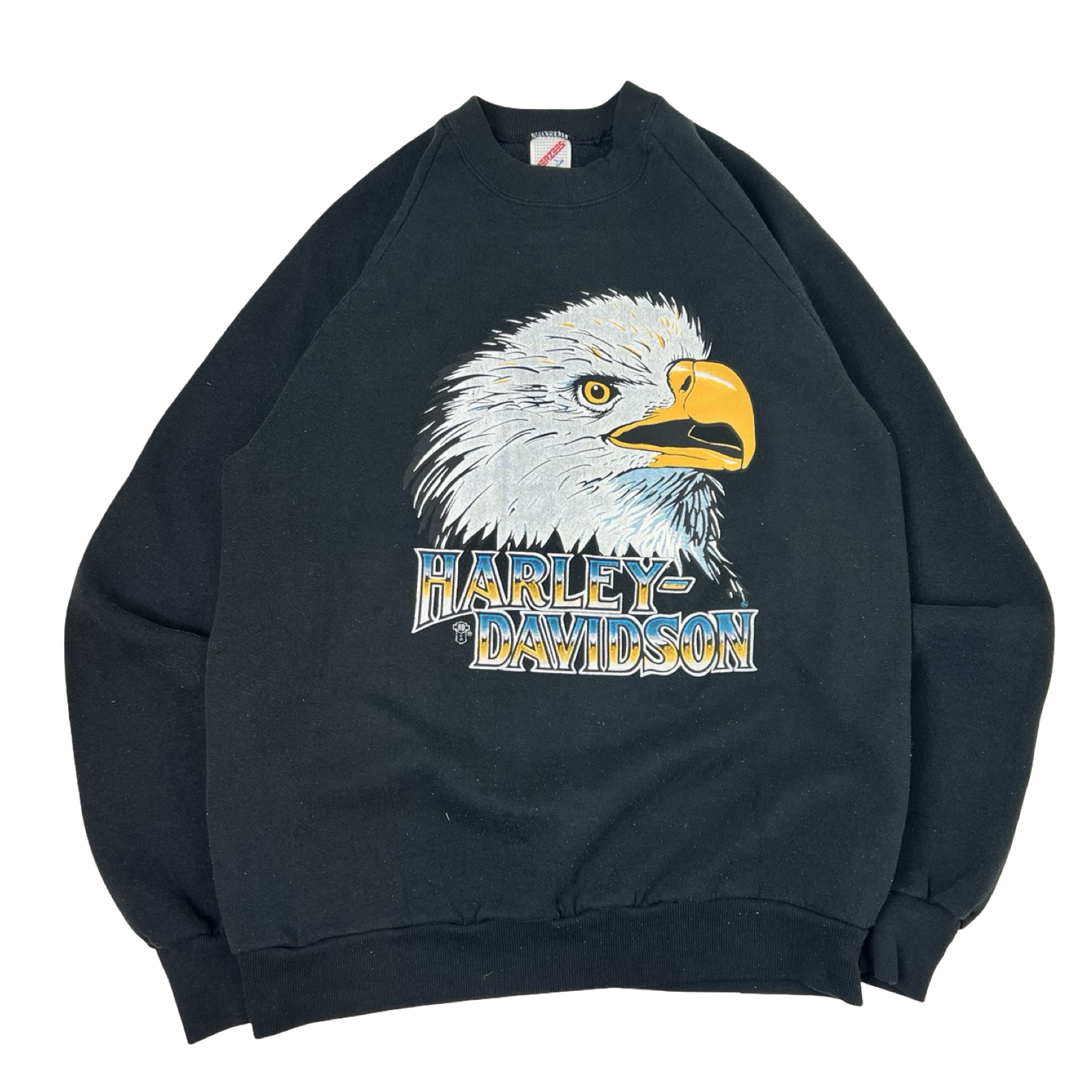 Vintage Harley-Davidson Eagle Raglan Crewneck Sweatshirt Black