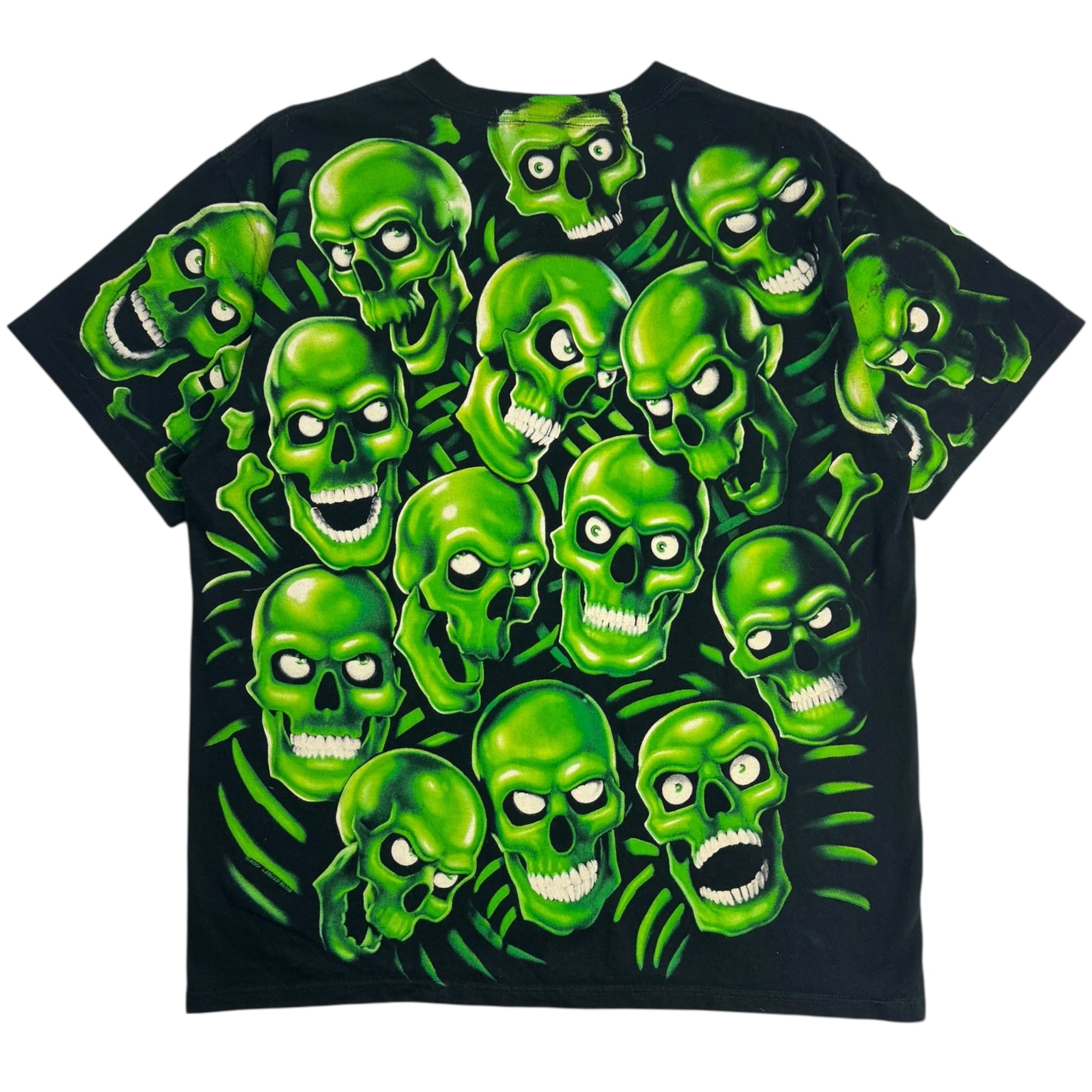 Vintage Liquid Blue Skull Pile AOP T-Shirt