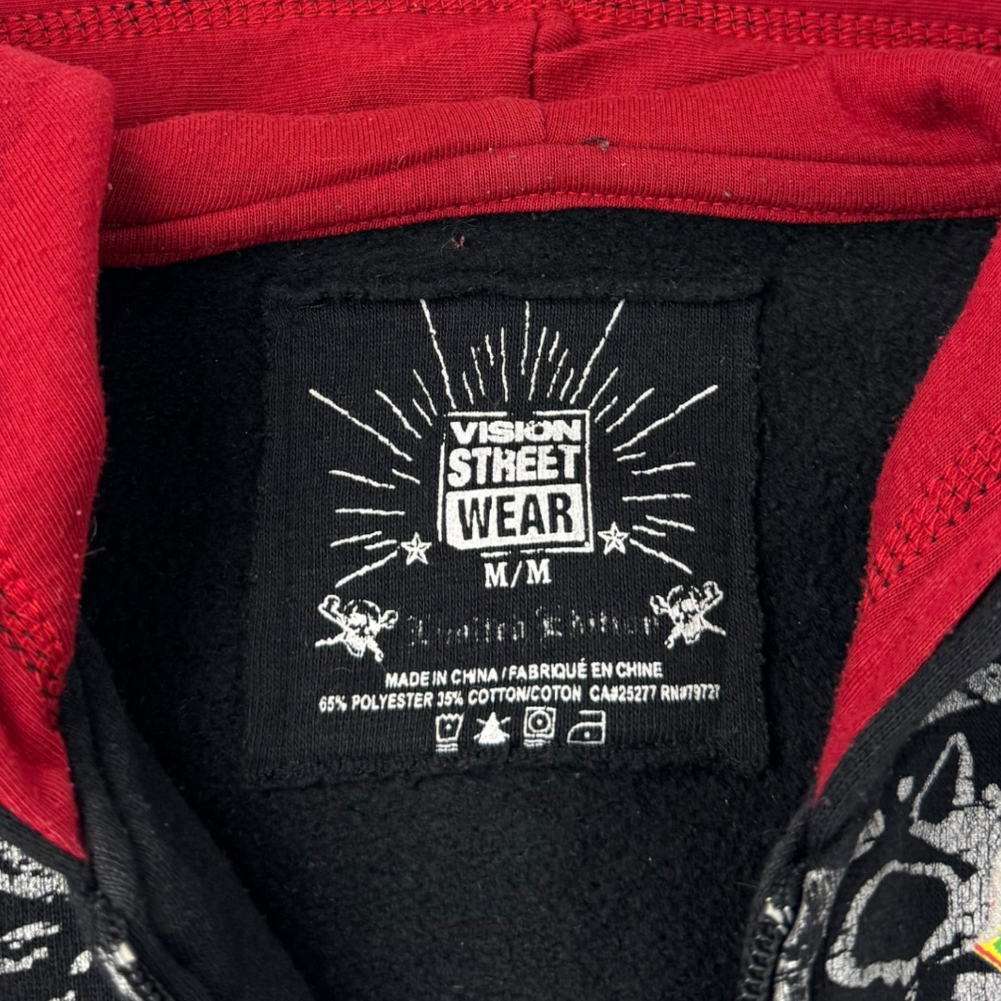 Vintage Vision Streetwear Skeleton Zip Up Hoodie