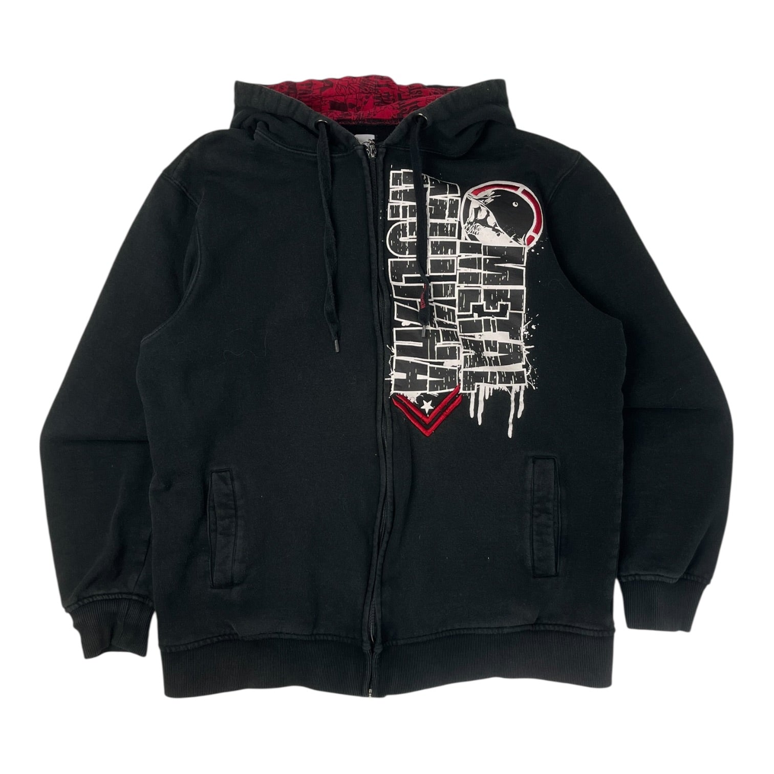 Y2K Metal Mulisha Vertical Spell Out Zip Up Hoodie Black