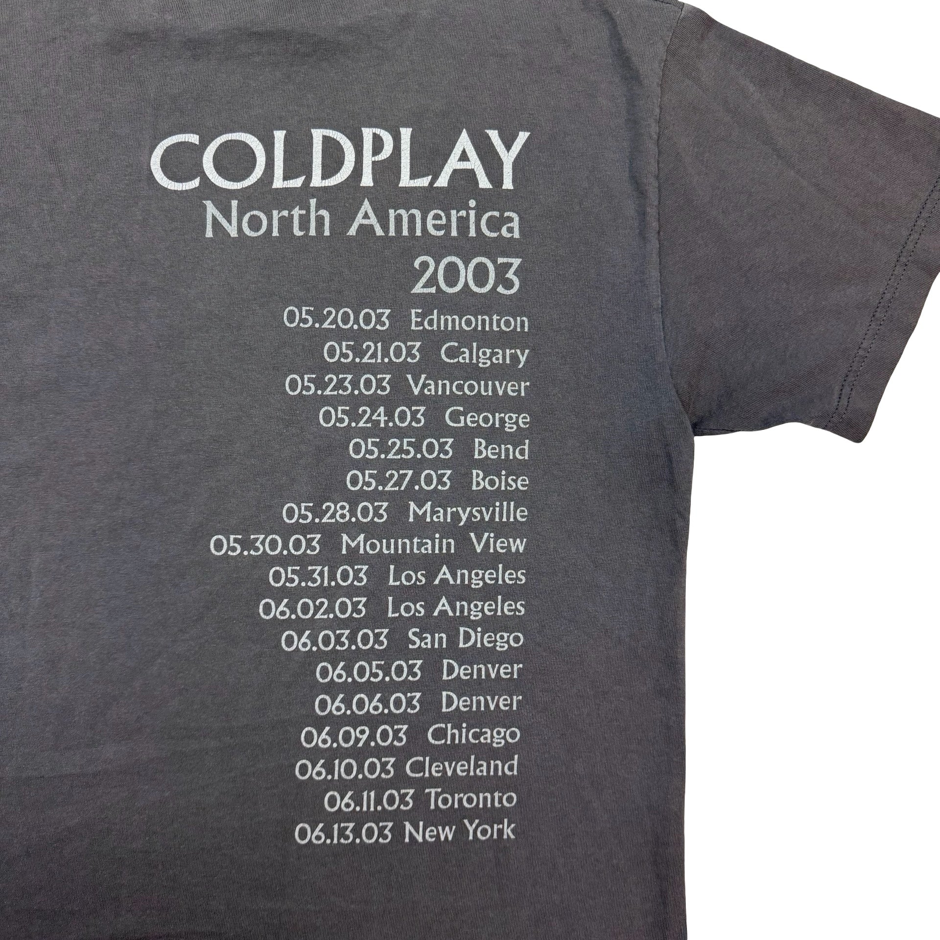 2003 Coldplay North America Tour Tee Grey