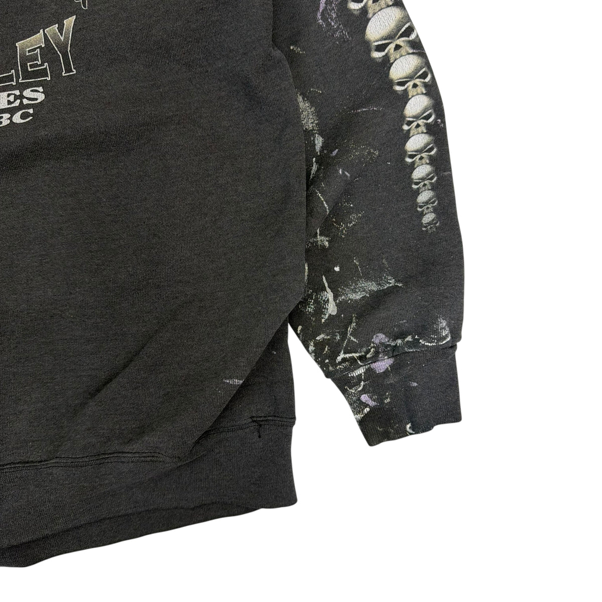 2003 Harley Davidson Paint Splatter Skull Vancouver Zip Up Faded Grey