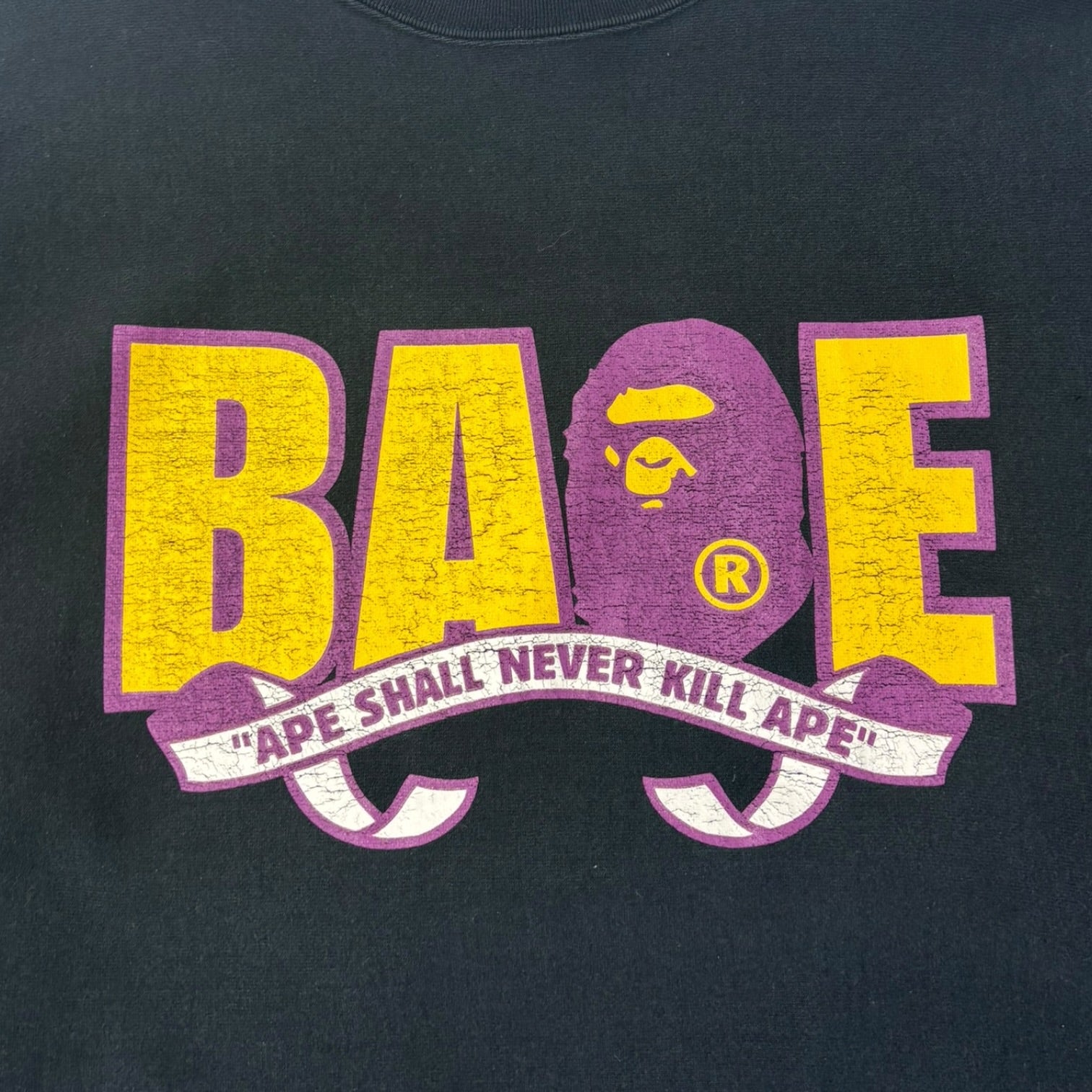 Vintage Bape Ape Head Spell Out Crewneck Black