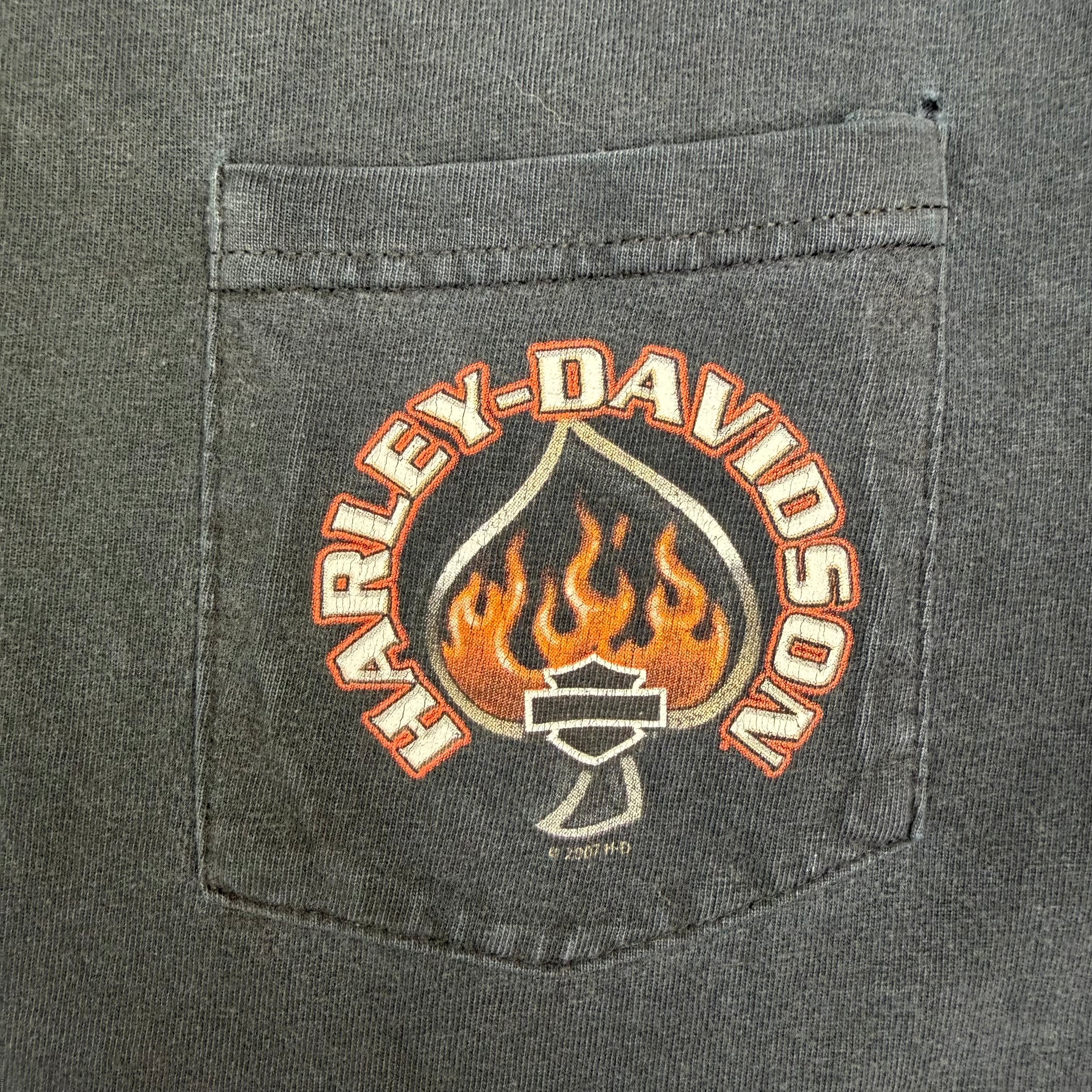 Vintage Harley Davidson Medicine Hat Pocket Tee Black