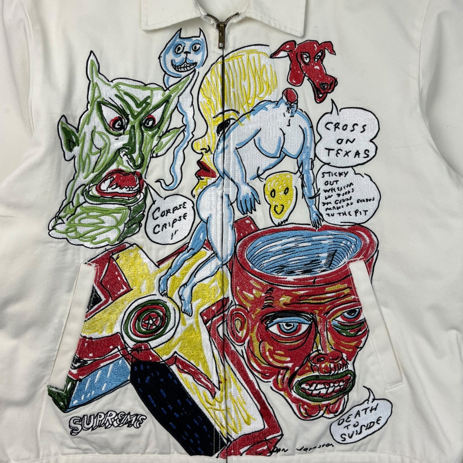 Supreme Daniel Johnston Embroidered Work Jacket White