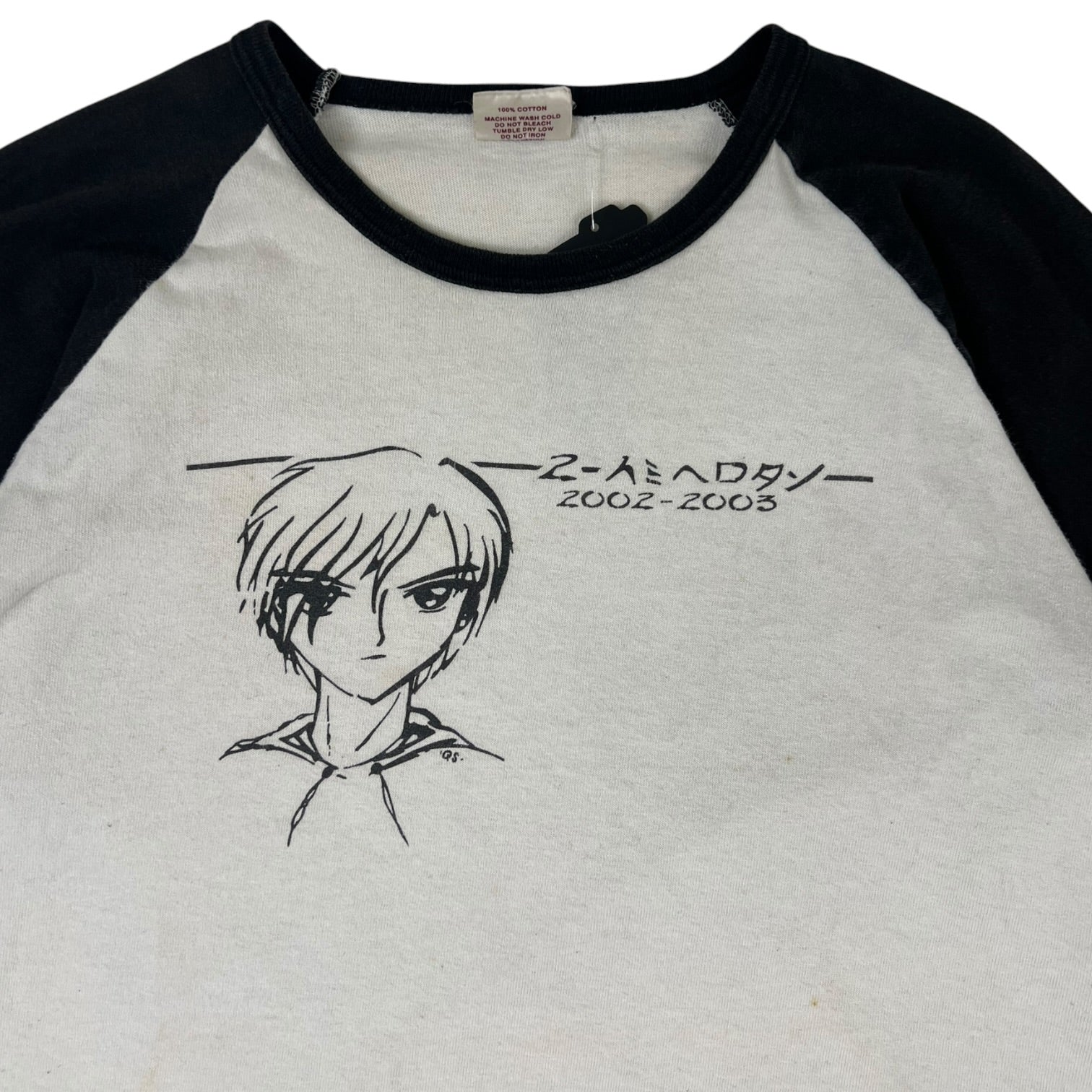 Vintage Japanese Manga 3/4 Sleeve T-Shirt White/Black
