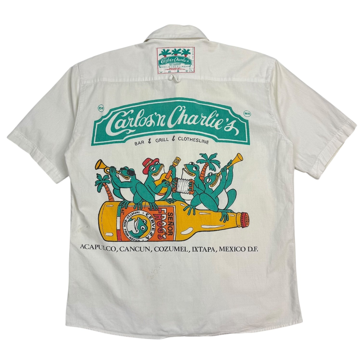 Vintage Senor Frogs Button Up Shirt White