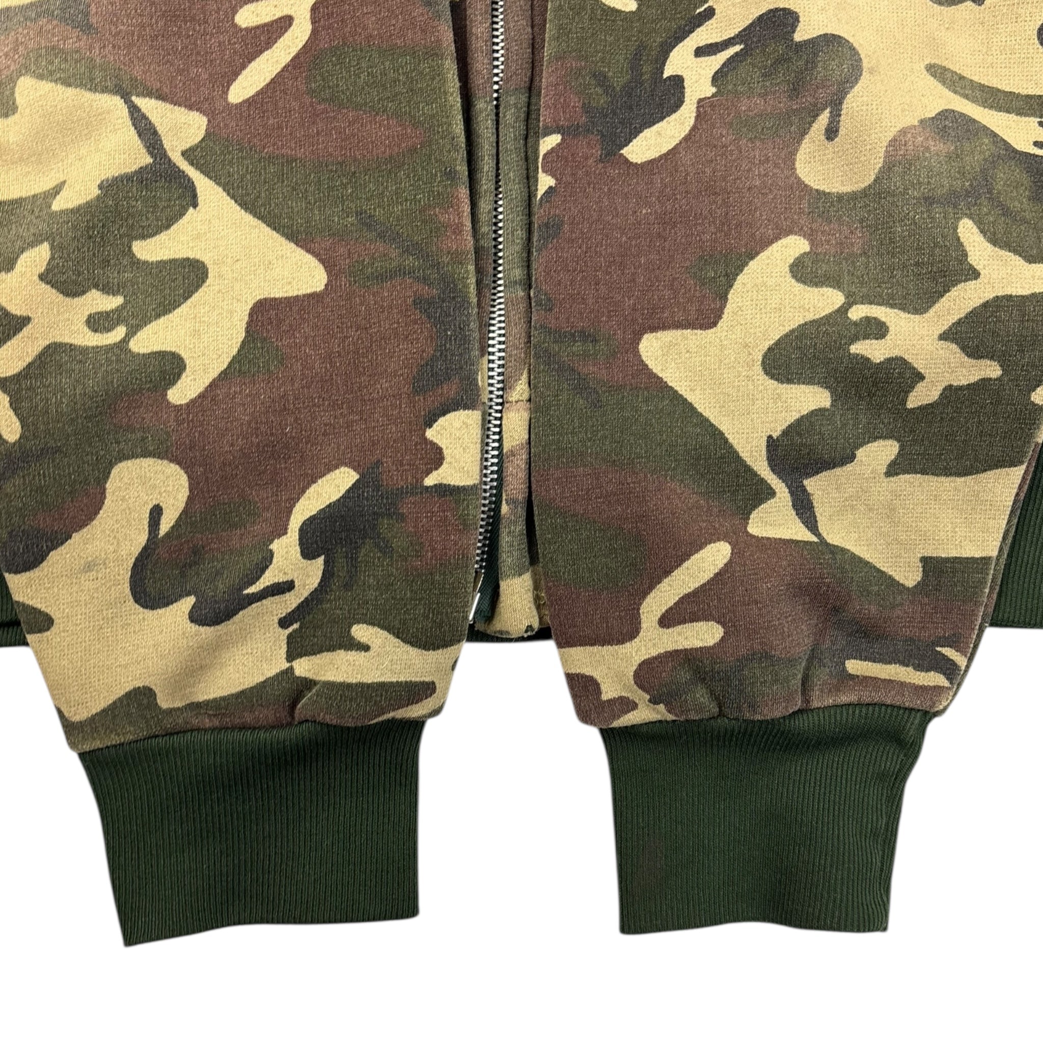 Vintage Waffle Lined Woodland Camo Zip Hoodie