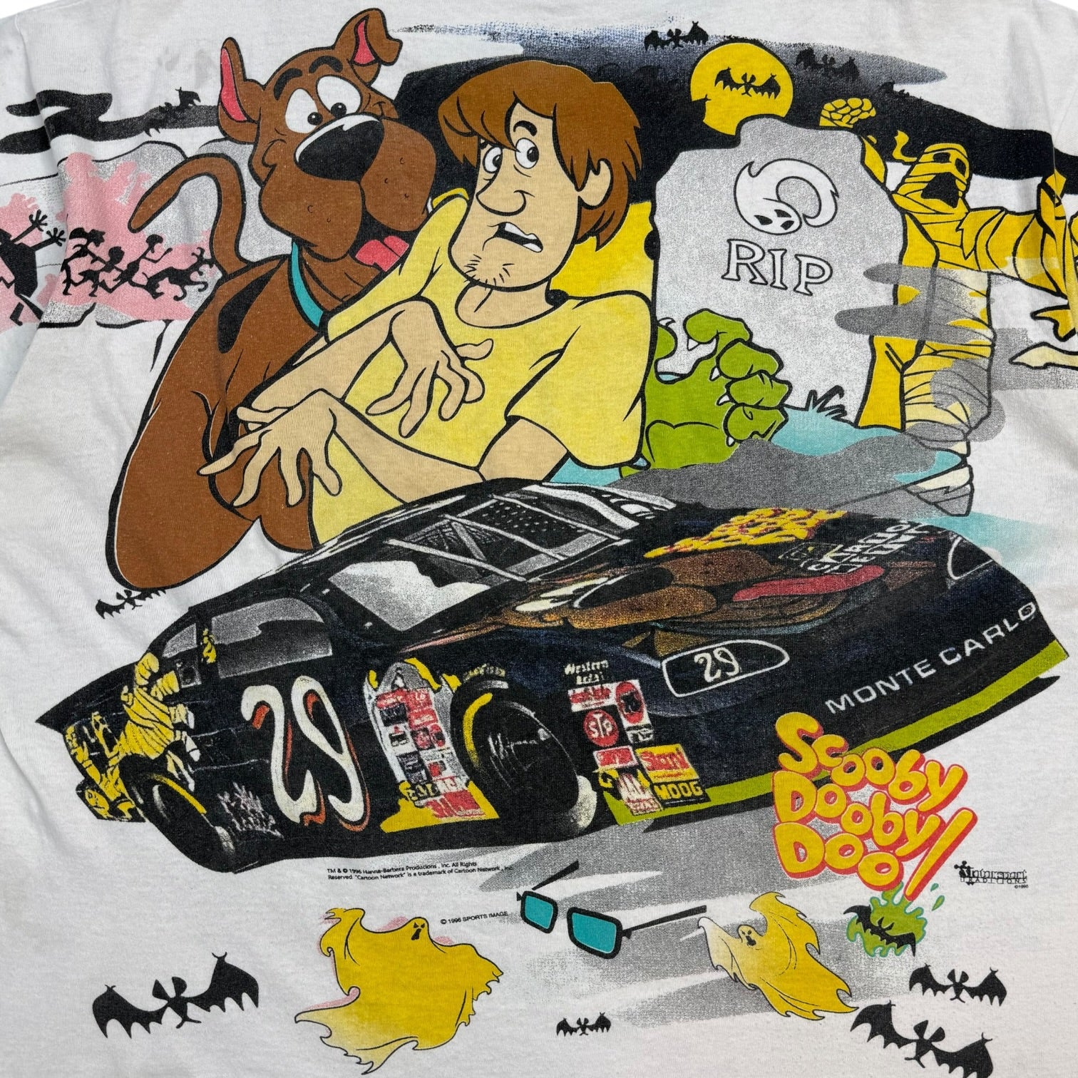 1996 NASCAR Cartoon Network Scooby Doo AOP Tee White