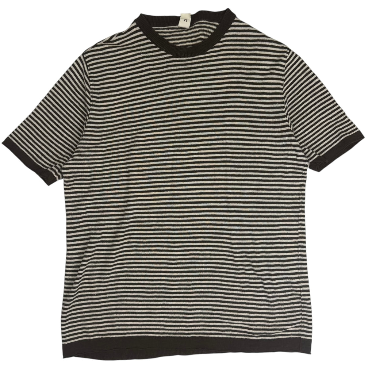 GRP Knitwear Striped Linen Tee Brown