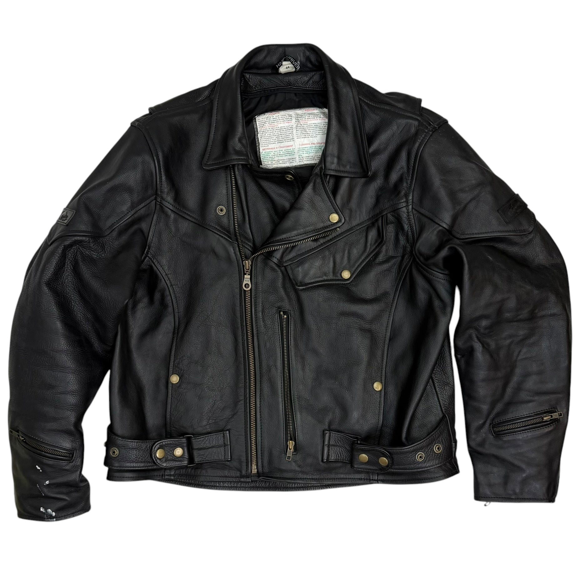 Vintage Hard Driver Leather Motorcycle Jacket Black
