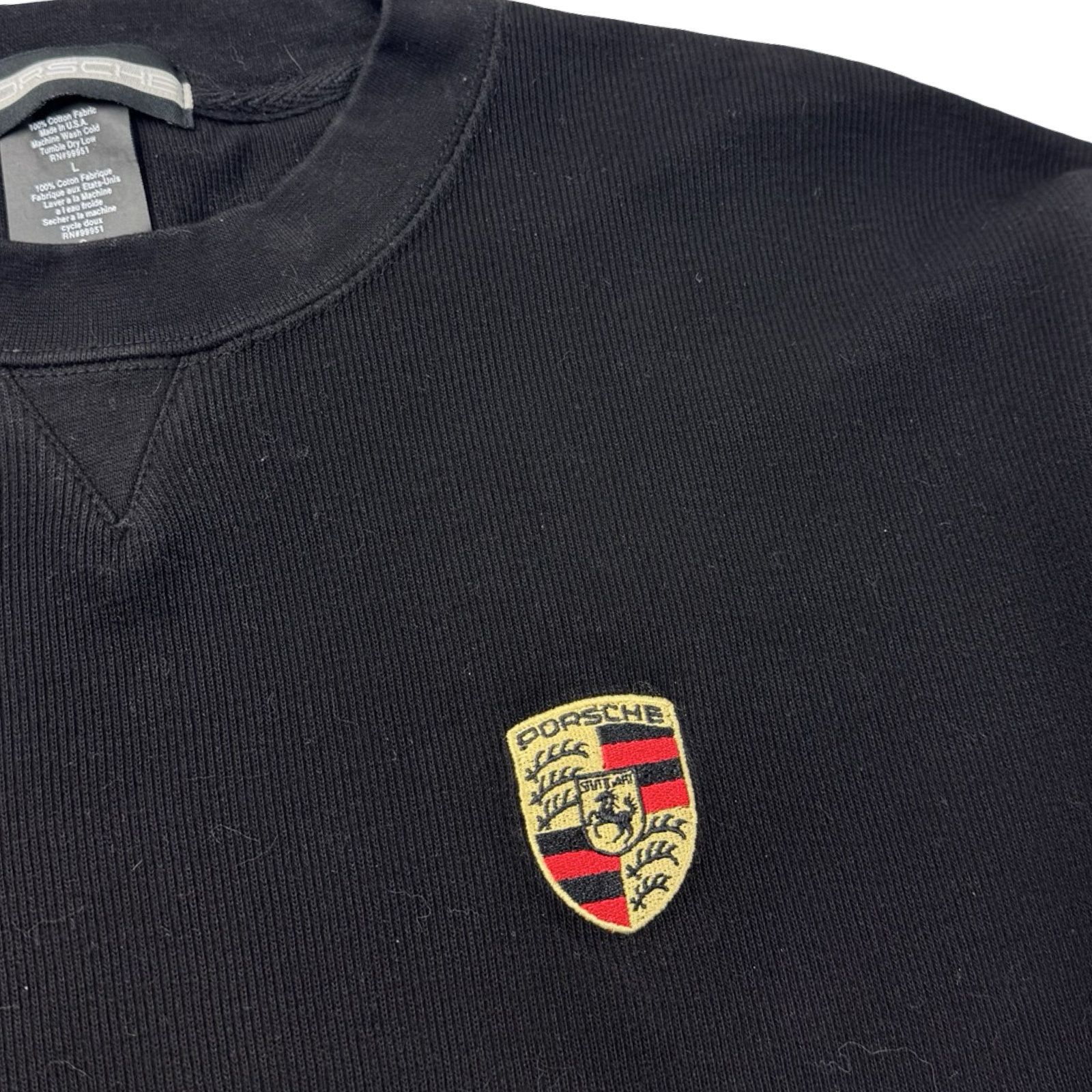Vintage Porsche Pocket Logo Knit Crewneck Black