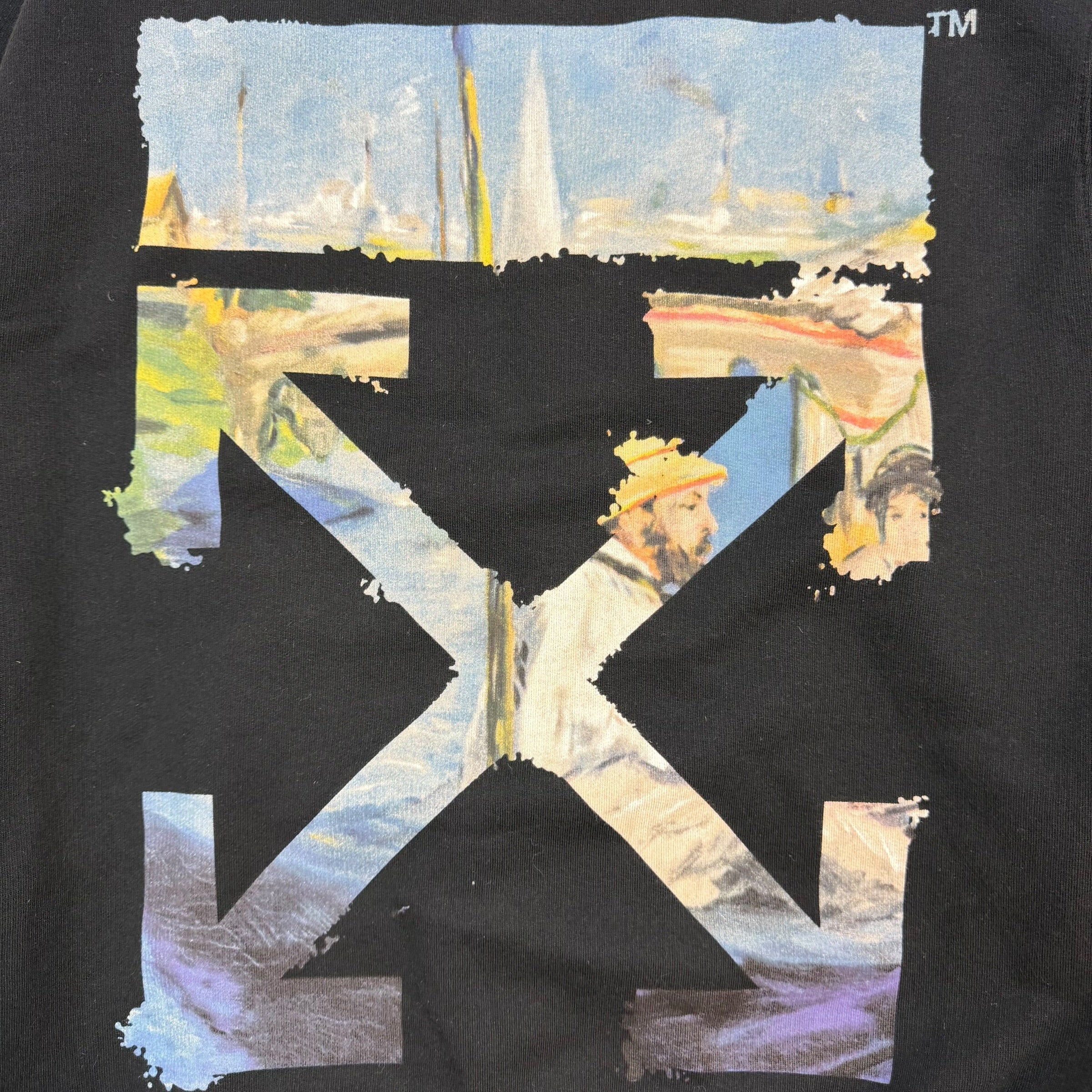 Off White Diag Print Zip Up Hoodie Black