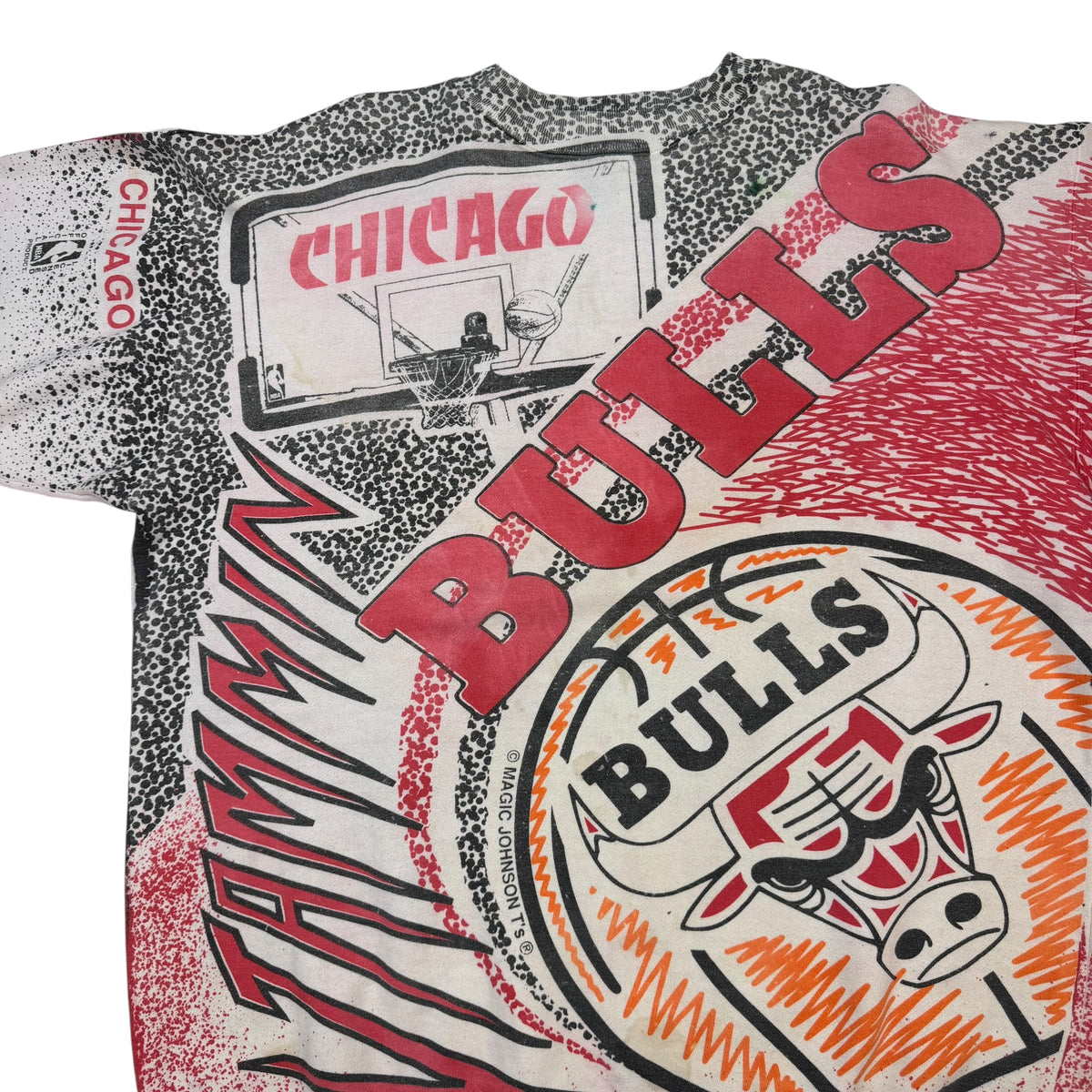 Vintage 90s Chicago Bulls All Over Print Crewneck White