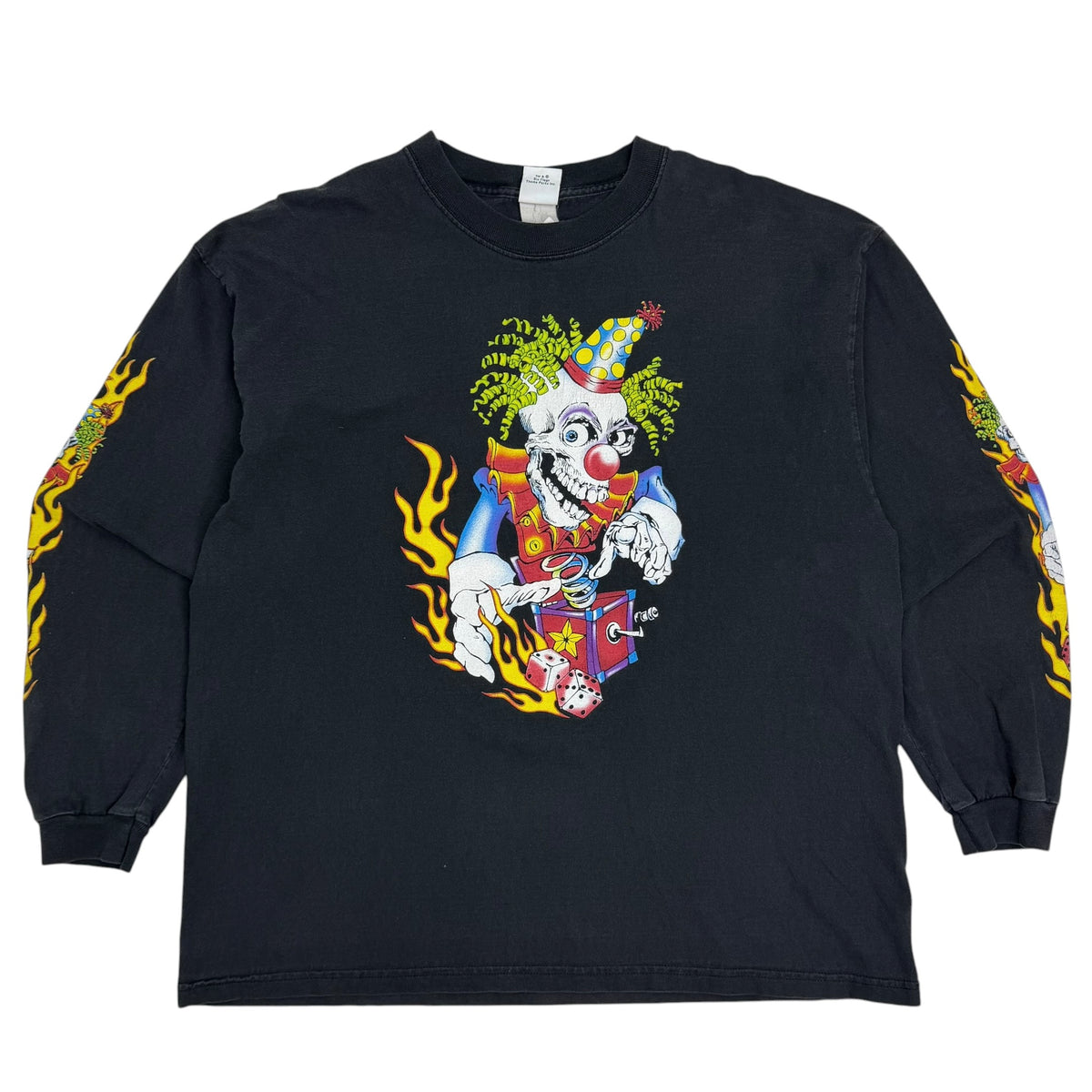 Vintage Six Flags Flame Jack In The Box Dice Longsleeve Blaxk