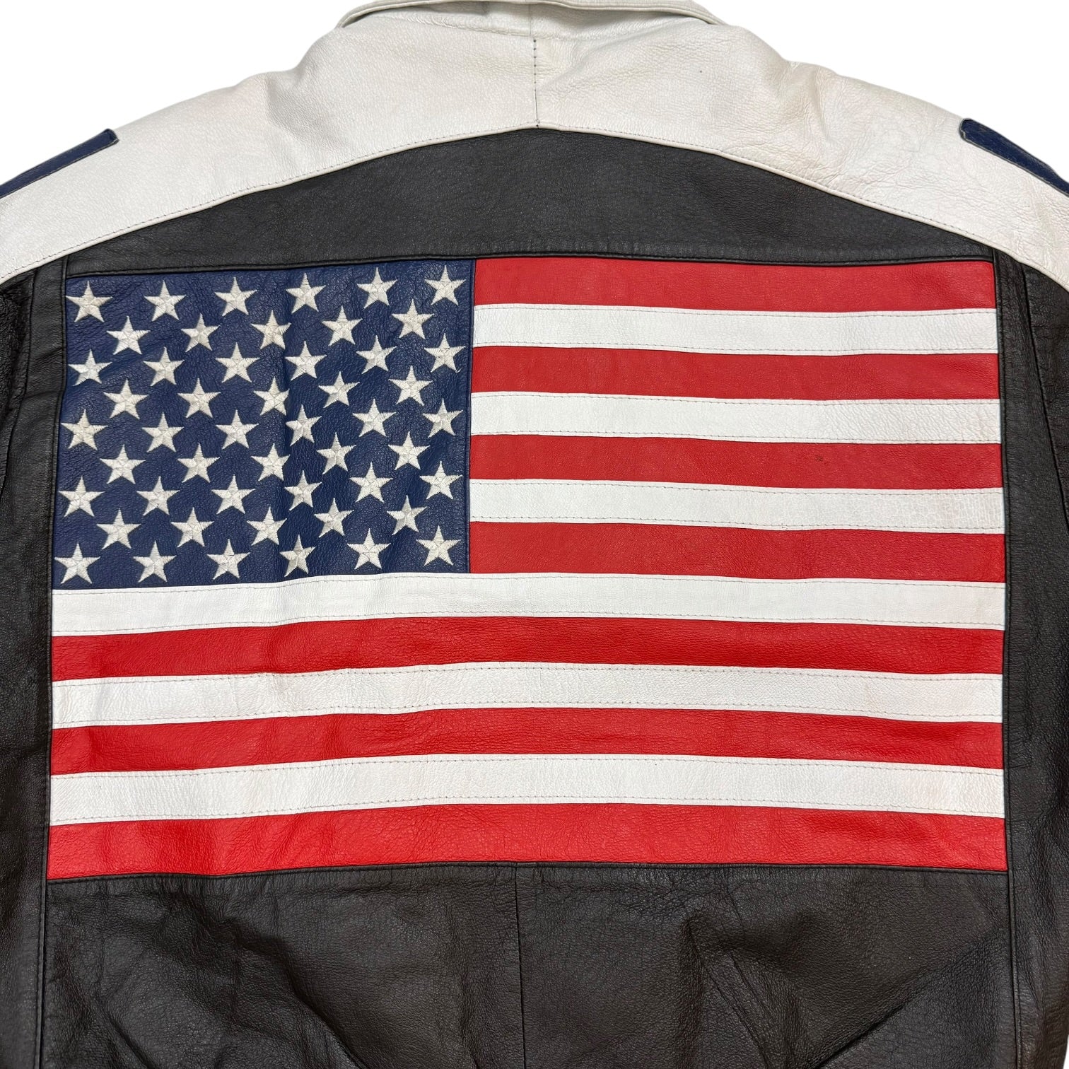 Vintage USA Flag Leather Jacket Black