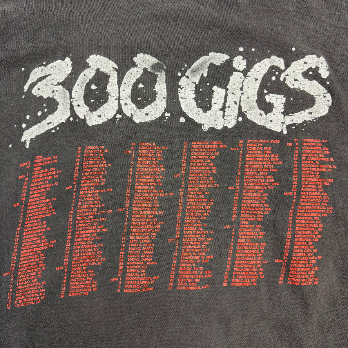 1988 Skid Row 300 Gigs Tour Tee Black