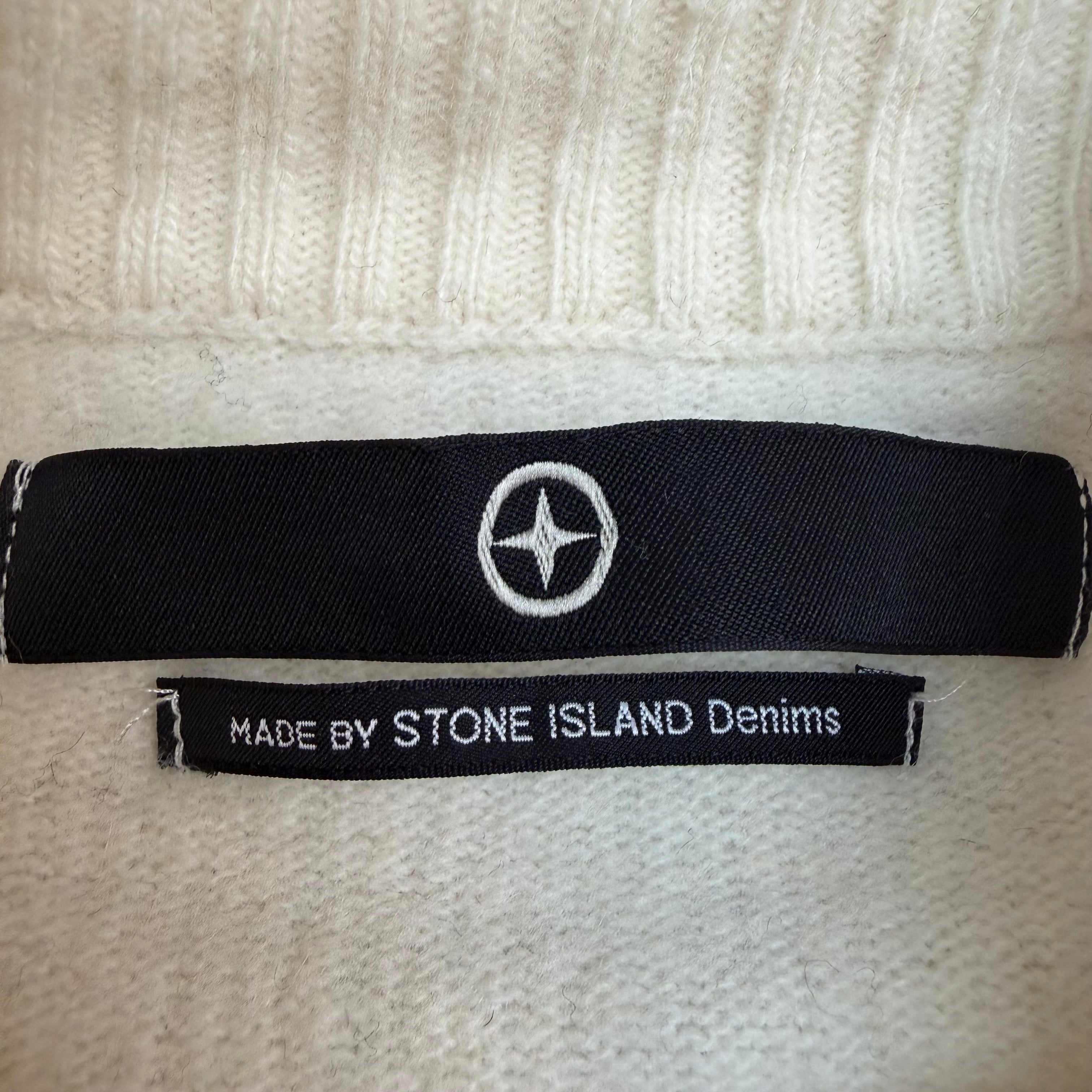 Stone Island Denims Zip Up Knit Sweater Ivory