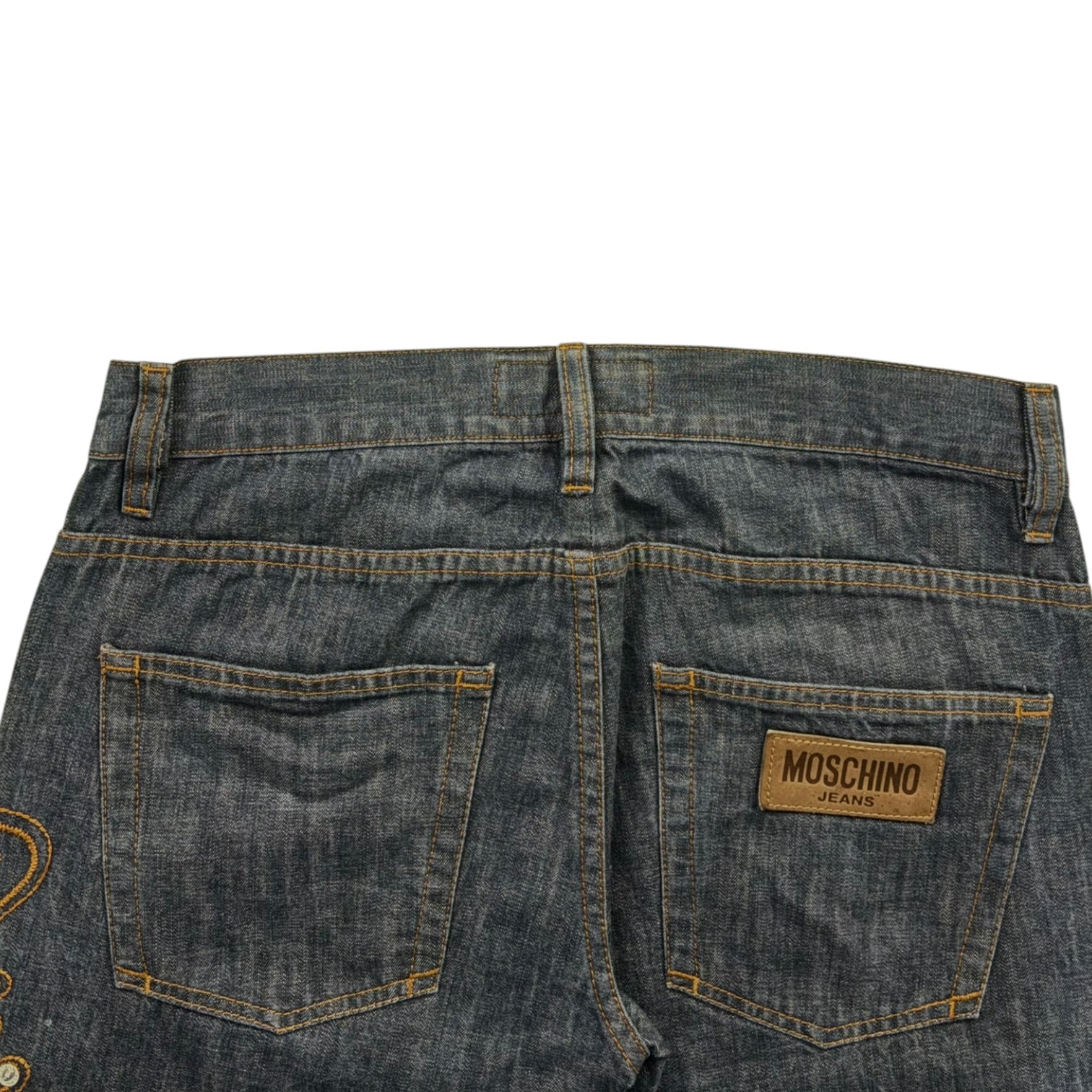 (W) Moschino Embroidered Dark Wash Jeans