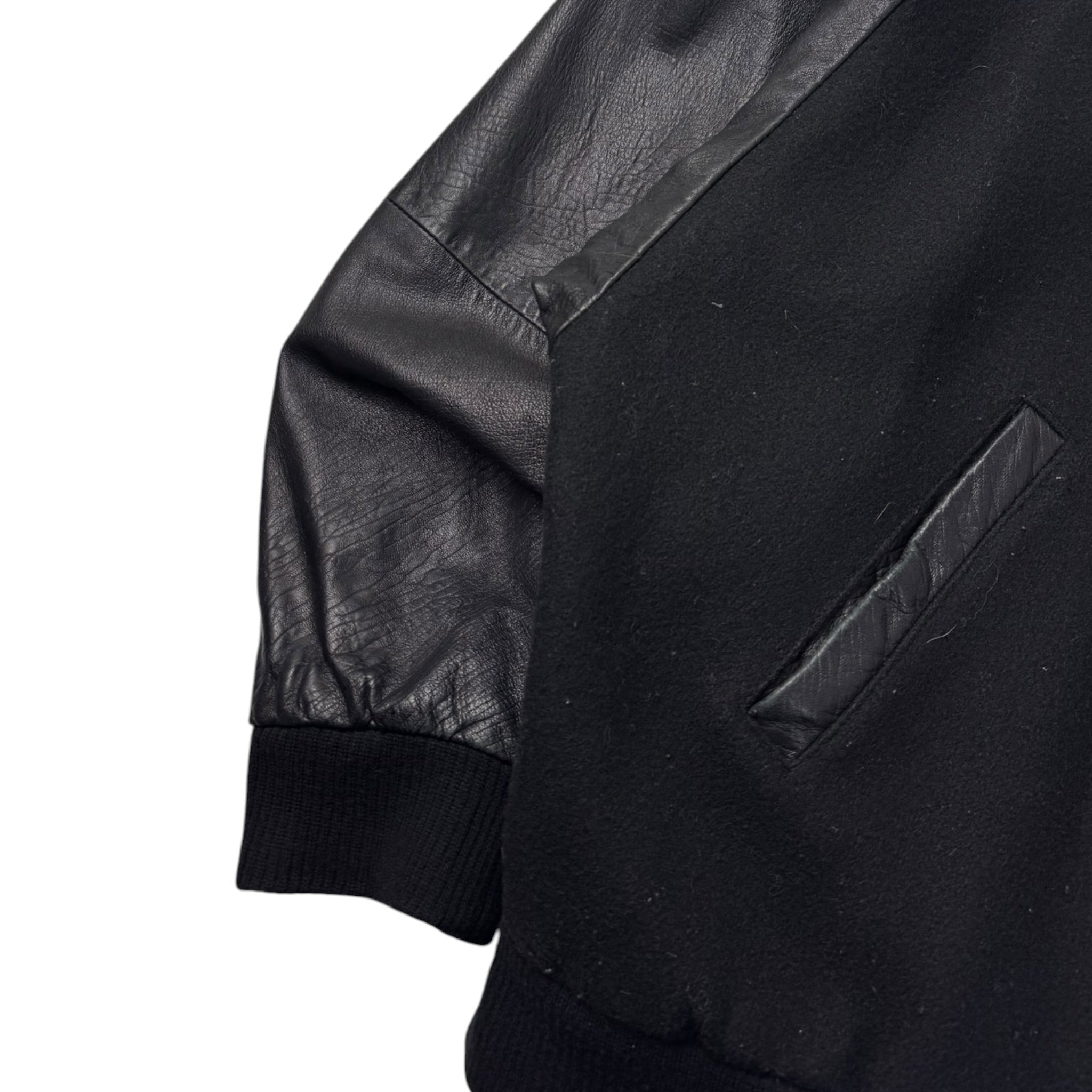 Vintage IBM Supercom Embroidered Leather Varsity Jacket