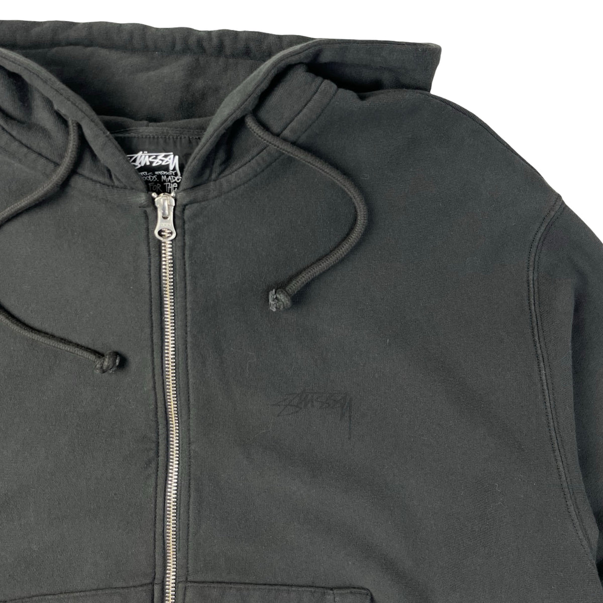 Stussy Lightweight Terry Zip Up Hoodie Charcoal Grey