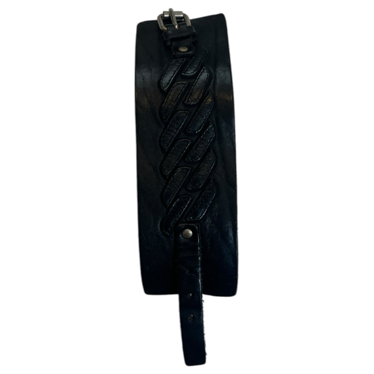 Black Woven / Braided Leather Cuff Wristband Bracelet