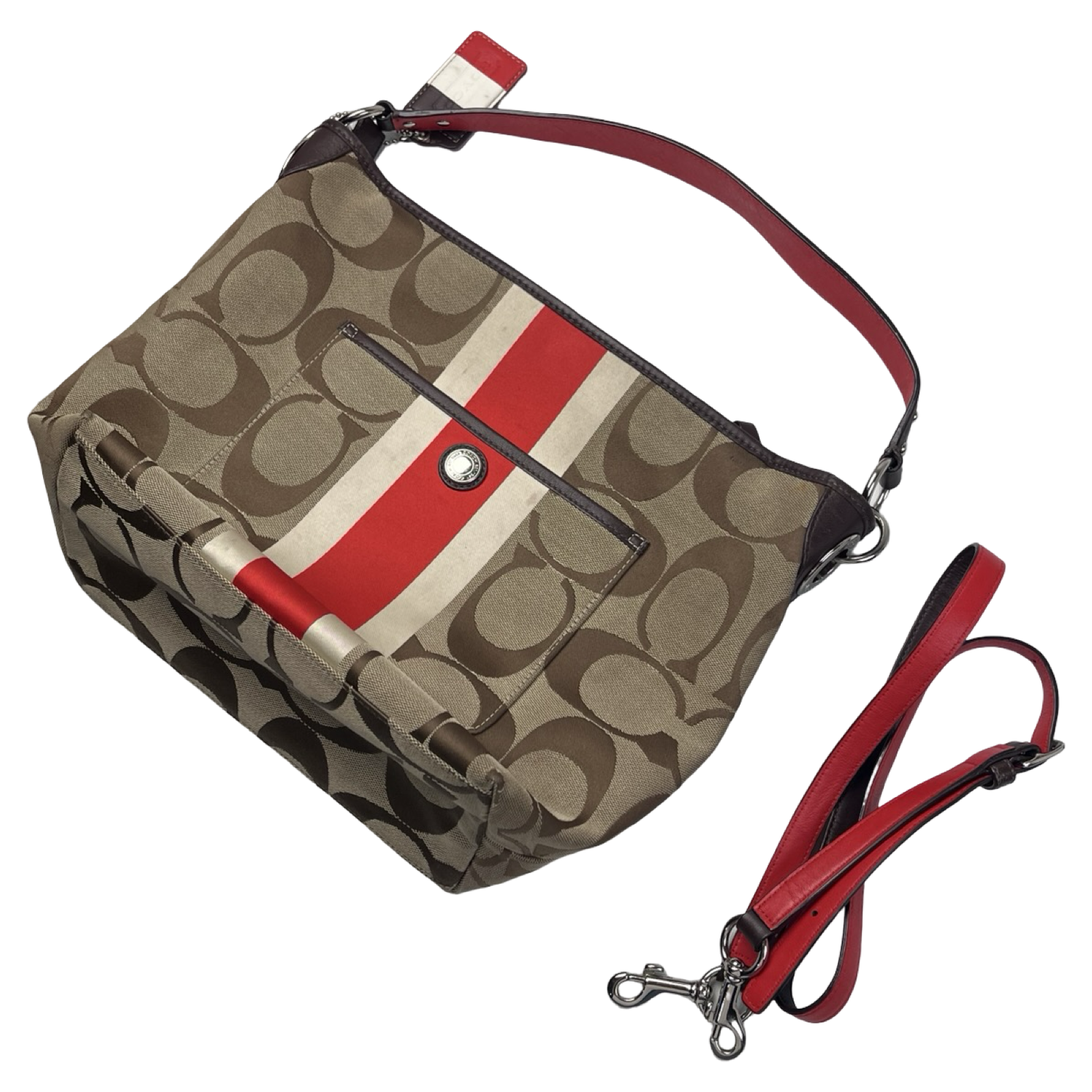 (W) Y2K Coach Hamptons Signature Stripe Bag