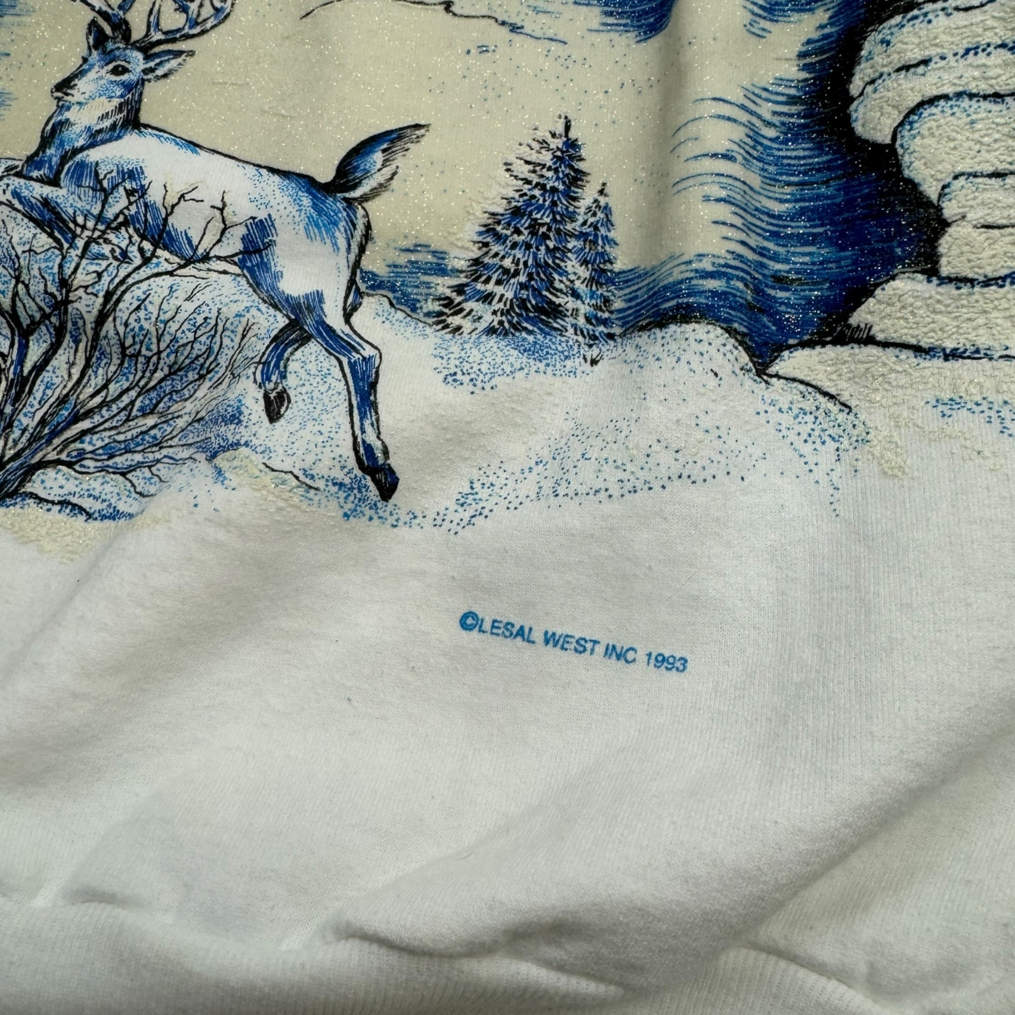 1993 Winter Postcard All Over Raised Print Sweater