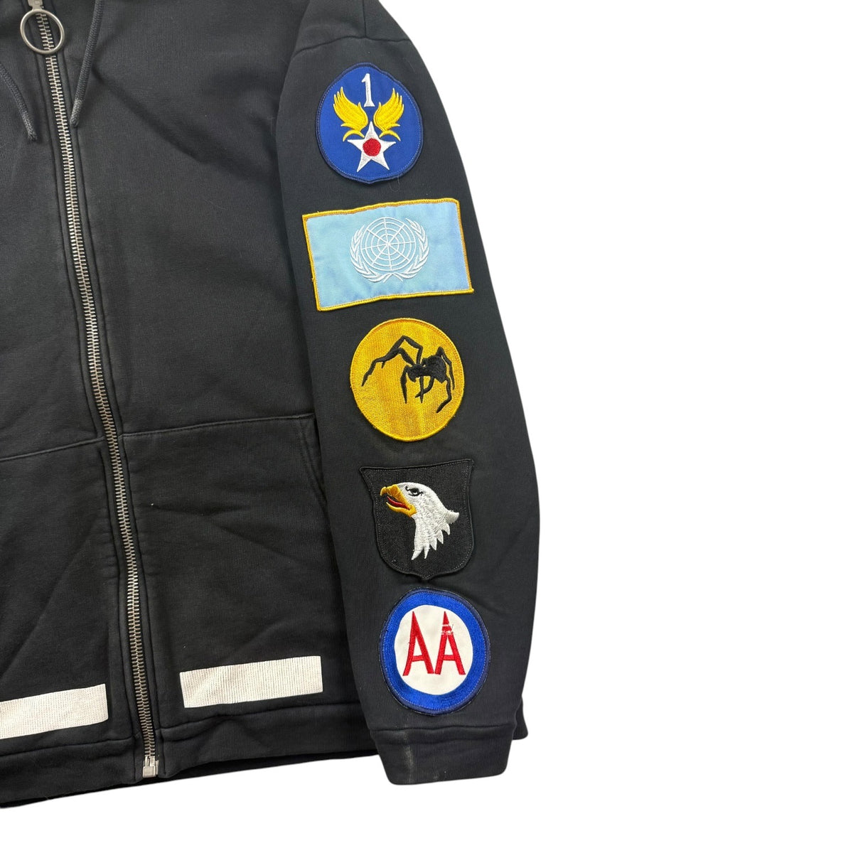 Off-White Patch Detail Zip Hoodie Black