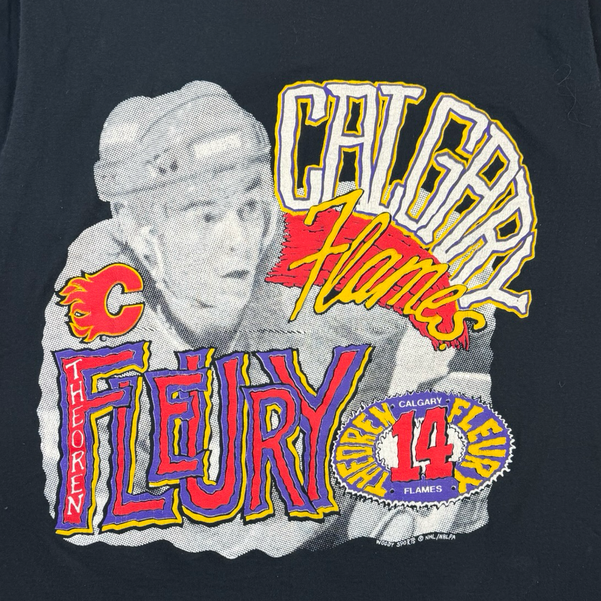 Vintage Calgary Flames Theoren Fleury #14 NHL T-Shirt