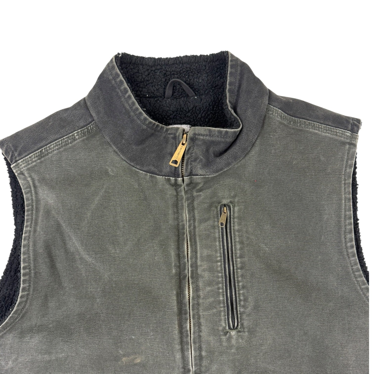 Vintage Carhartt Workwear Sherpa Lined Vest Olive