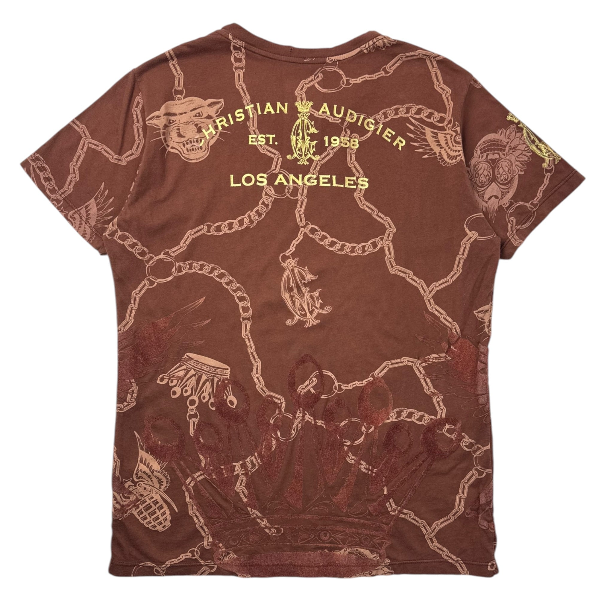 Y2K Christian Audigier T-Shirt Brown