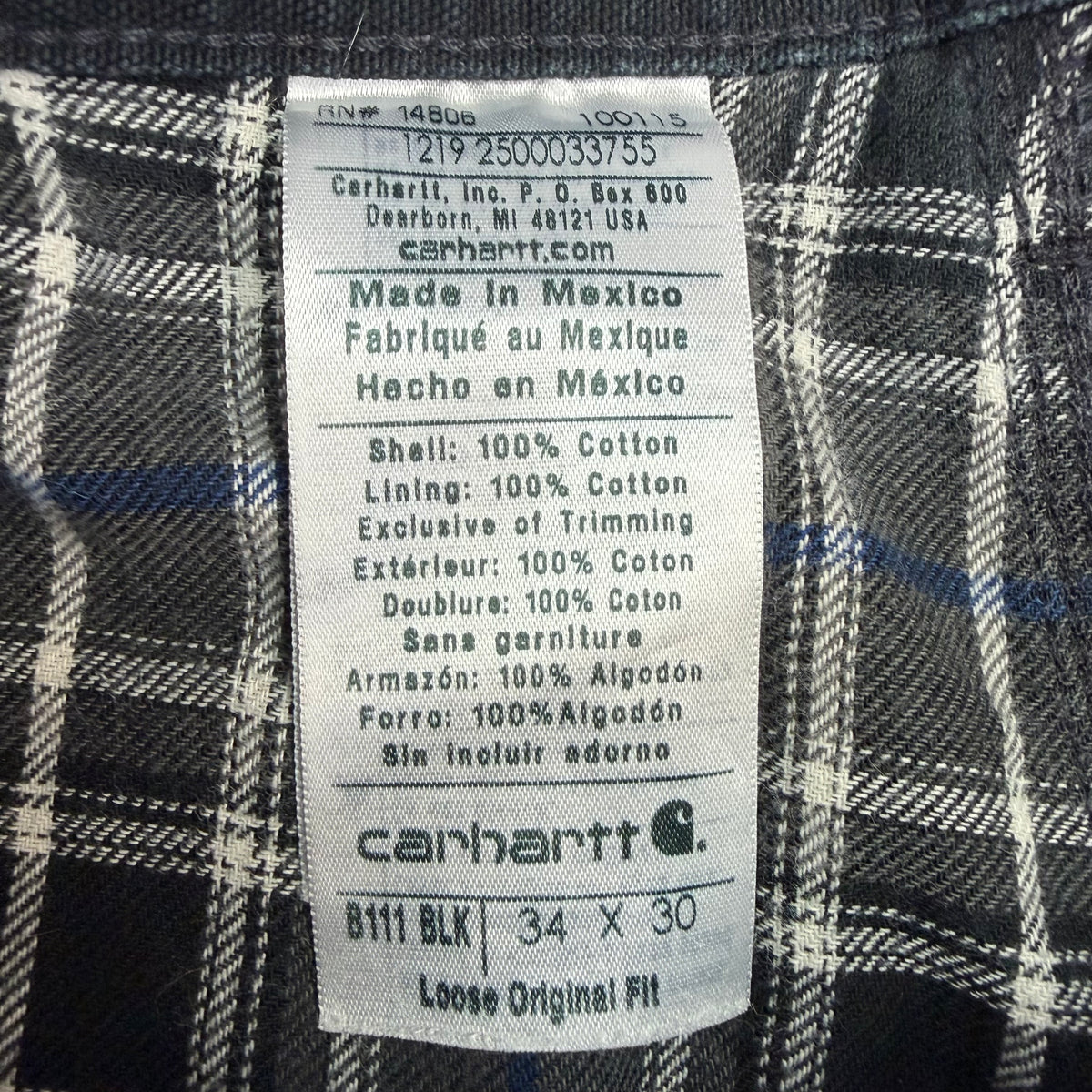 Vintage Carhartt Loose Fit Blanket Lined Pants Black