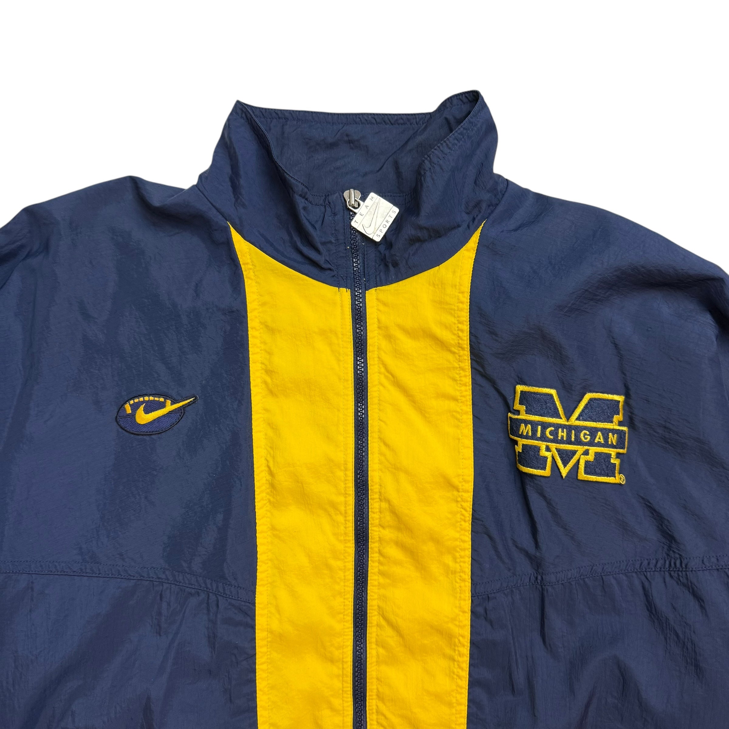 Vintage Nike Michigan Wolverines Football Windbreaker Blue/Yellow