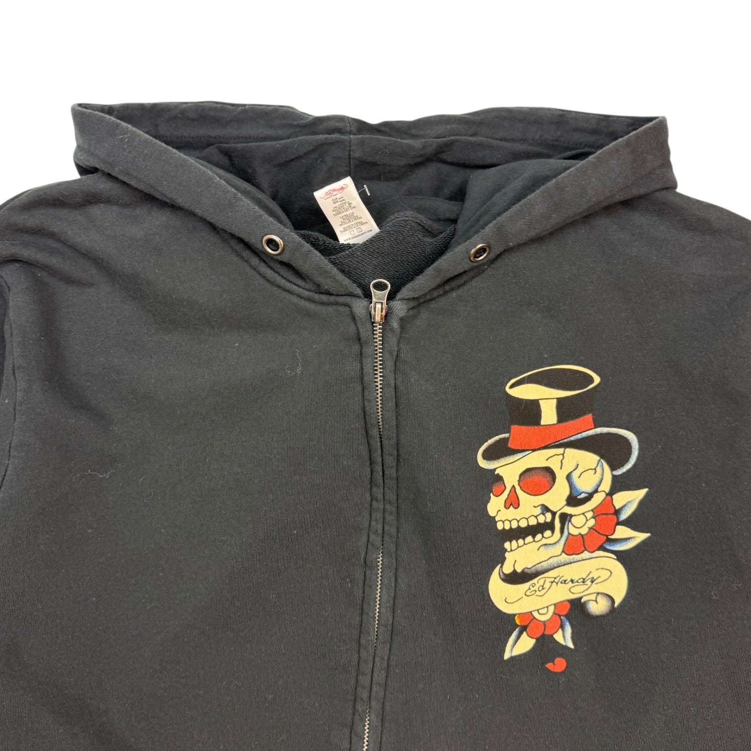Vintage Ed Hardy By Christian Audigier Skull Zip Up Hoodie Black