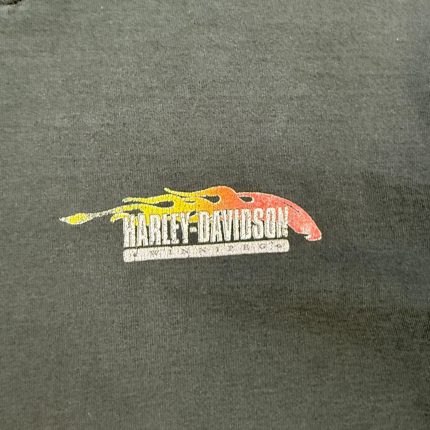 Vintage Harley Davidson Winnipeg V Neck Tee Black