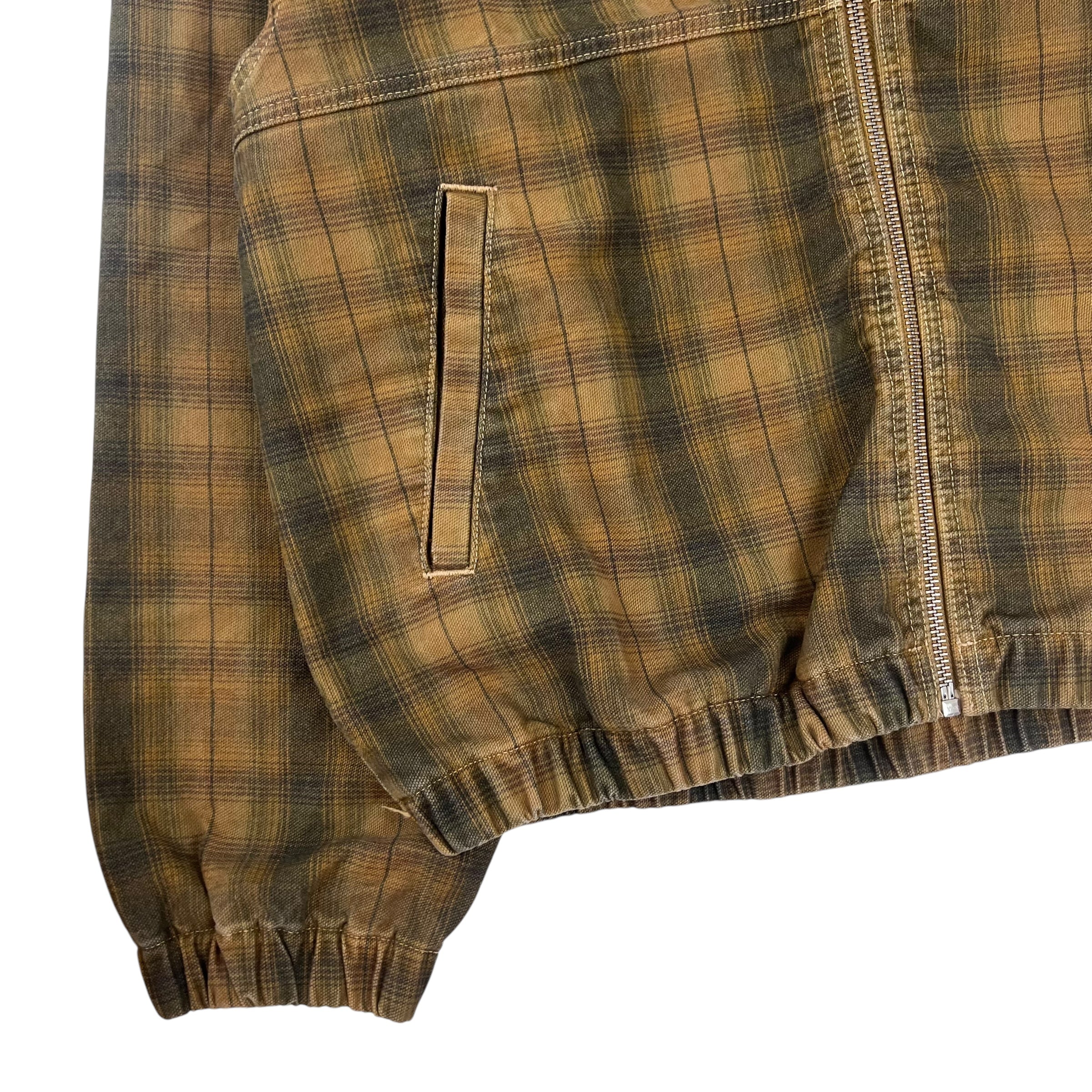 Stussy Unlined Plaid Zip WorkGear Hoodie Brown