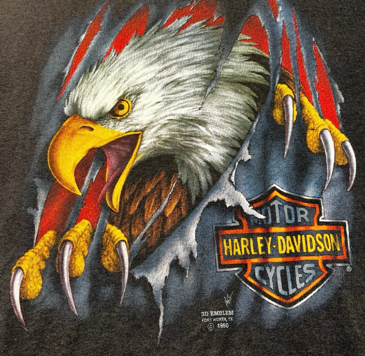1991 Harley Davidson Montreal Skyline 3D Emblem T-Shirt