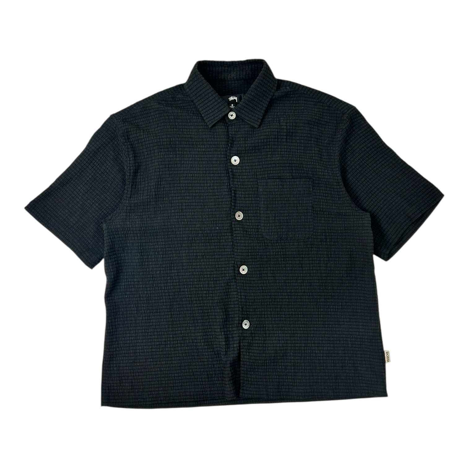 Stussy Flat Bottom Crinkled Button Up Shirt Black
