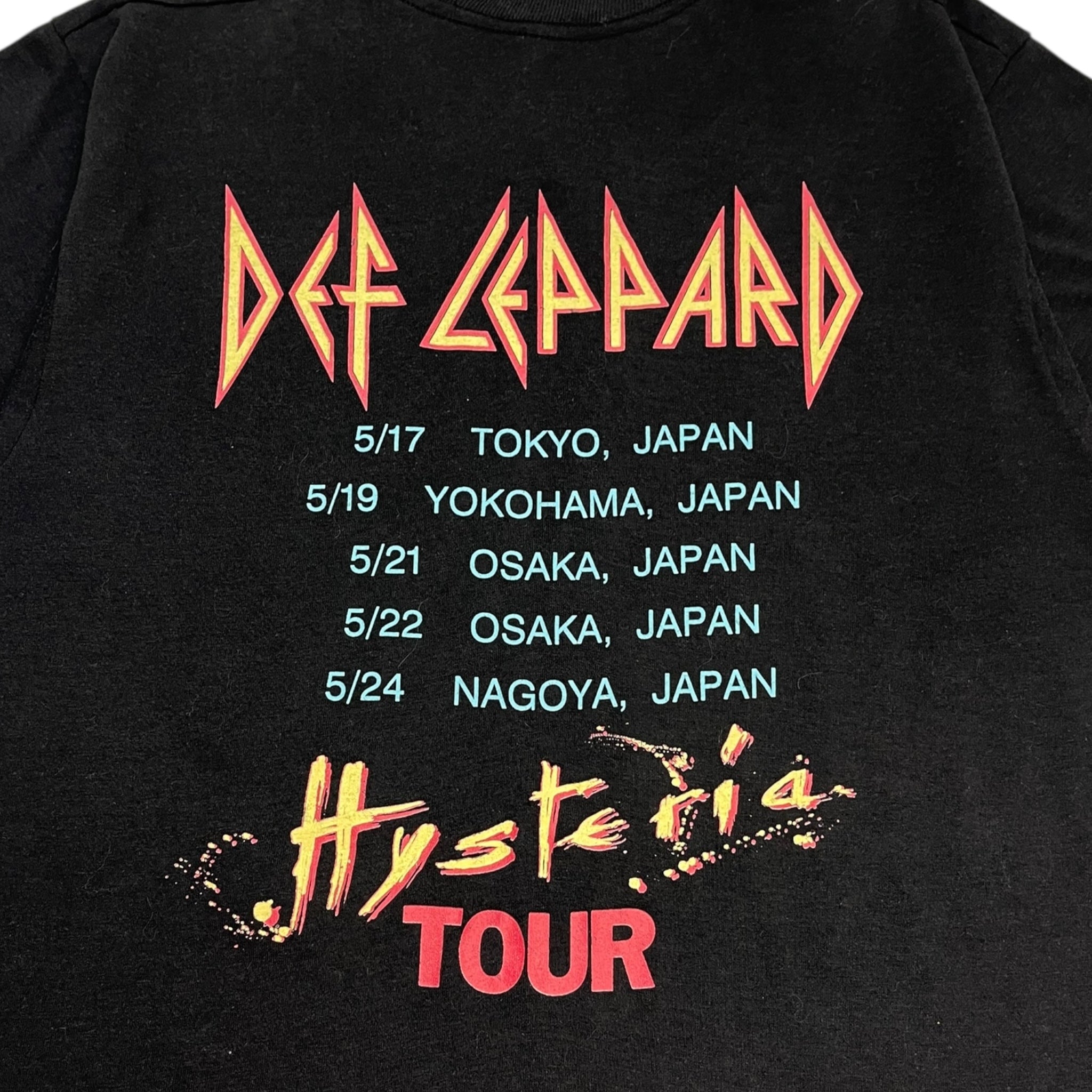1987 Def Leppard ‘Japan Hysteria Tour’ Thin Cotton T-Shirt Black
