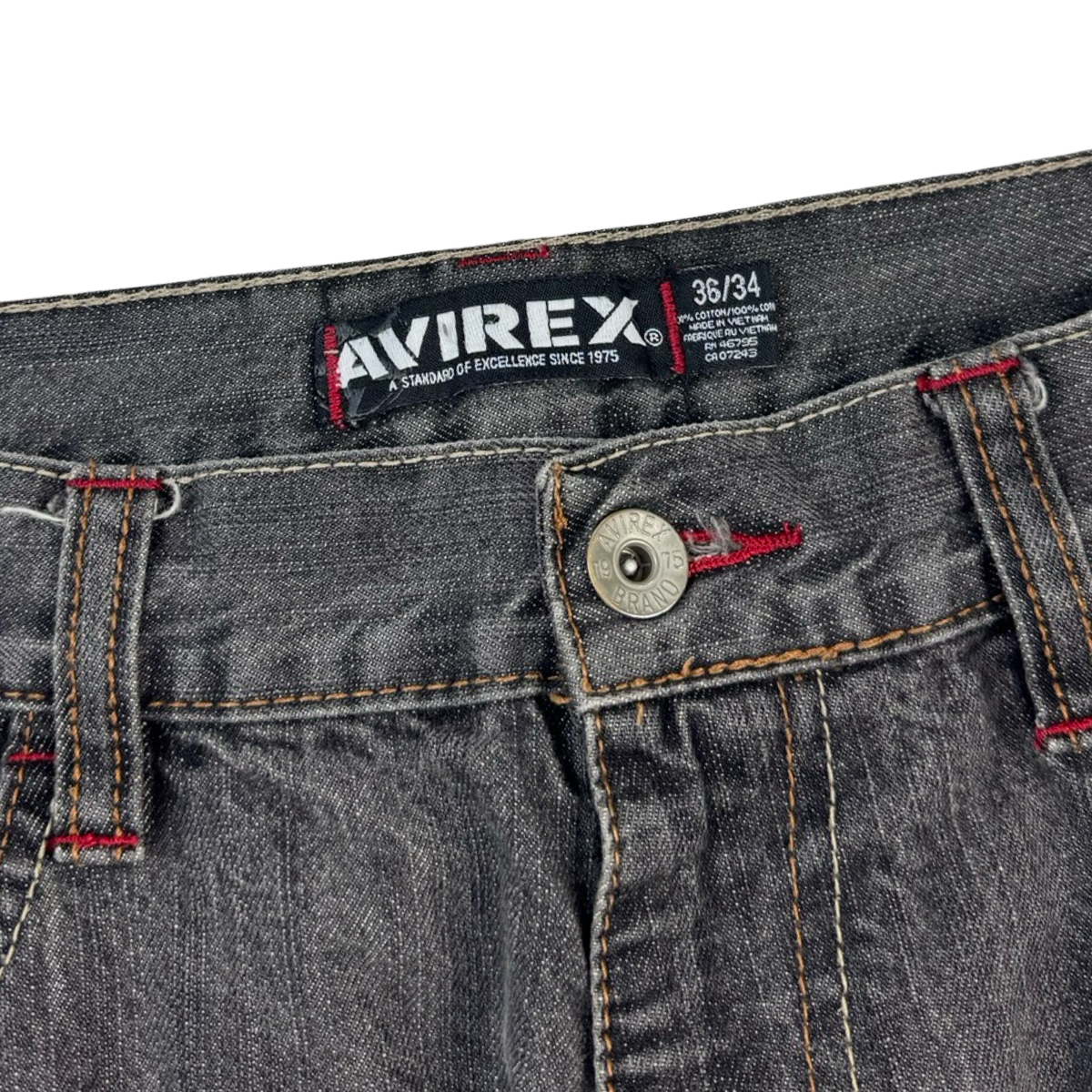 Vintage Y2K Avirex Skull Pocket Denim Shorts Washed Grey
